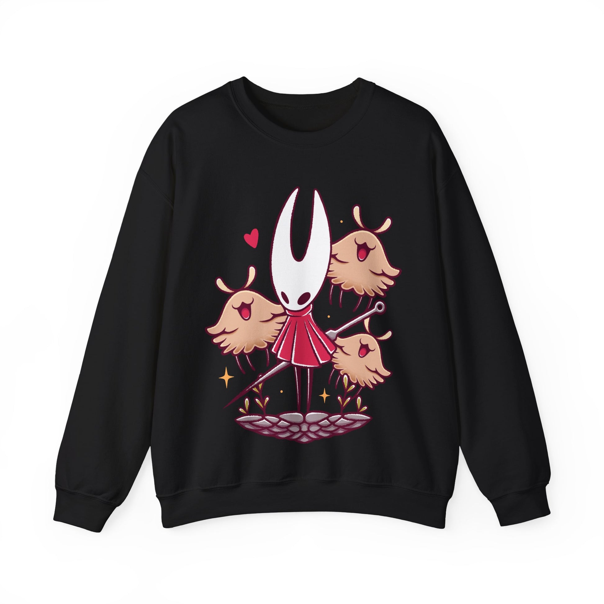 High-quality crewneck sweatshirt inspired by Hollow Knight: Silksong, featuring Hornet and the world of Pharloom in a cute watercolor art style. Perfect for indie game fans and collectors, this soft unisex apparel blends comfort and artistry. A must-have for gamers who love metroidvania adventures, cozy gaming fashion, and the beautiful aesthetic of Silksong and Hollow Knight designs. hollow knight silksong merch, hollow knight silksong hoodie, hollow knight silksong hornet crewneck sweatshirt