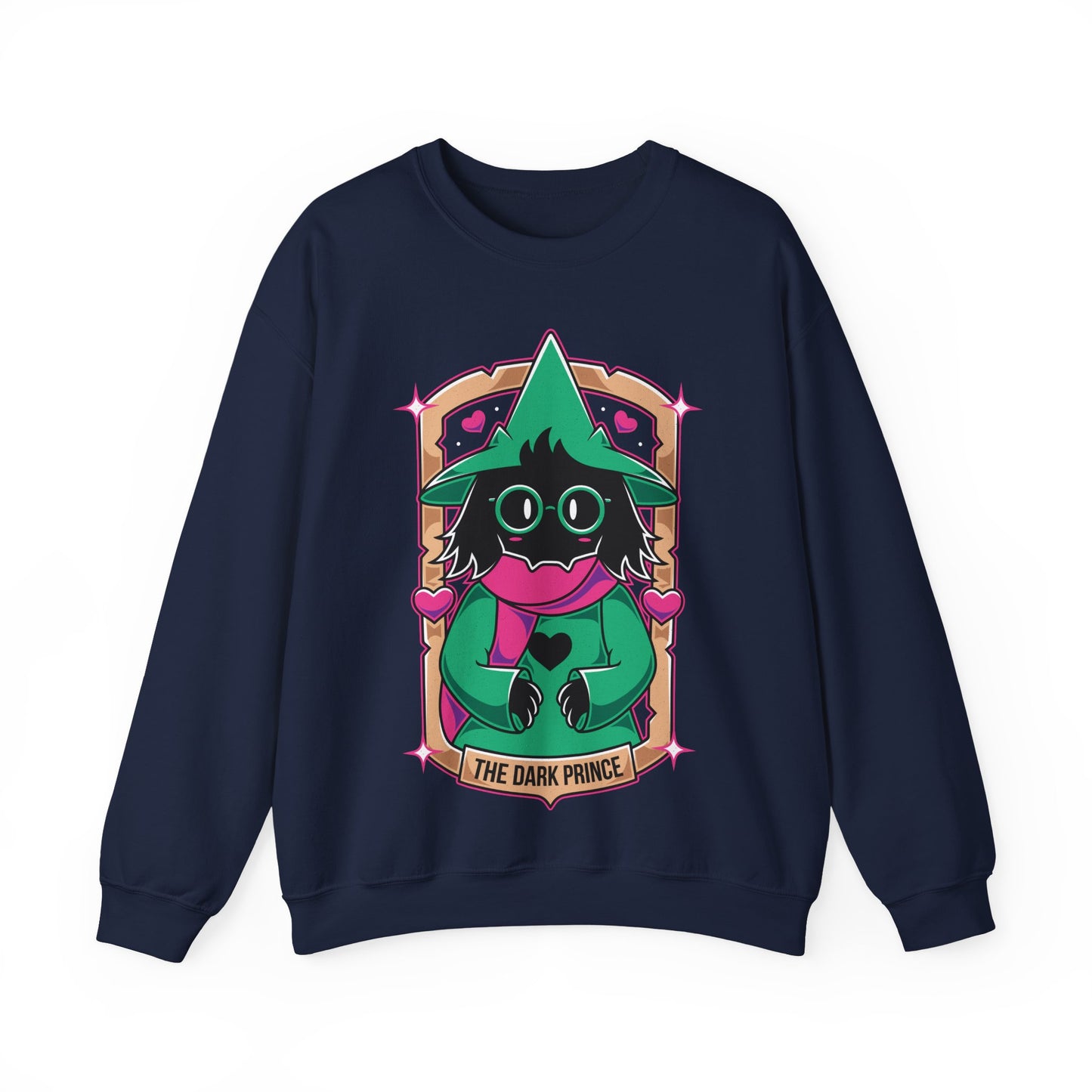 Ralsei Deltarune crewneck sweatshirt inspired by the indie RPG Deltarune by Toby Fox. Cozy unisex gamer sweatshirt featuring Ralsei, one of the main characters of the Dark World, known for his gentle personality and iconic fluffy design. Perfect video game merch for fans of Deltarune and Undertale, indie RPG lovers, and gamers who enjoy cute, pastel, and cozy apparel. Ideal collector sweatshirt for gaming fans and indie game communities.