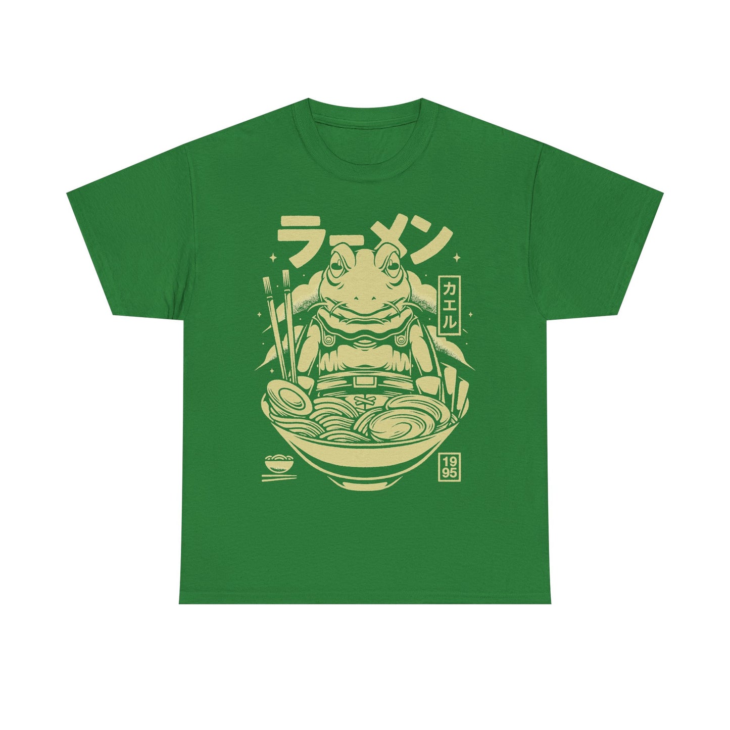 Chrono Trigger Glenn Frog Knight ramen t-shirt featuring Frog inside a Japanese ramen bowl.