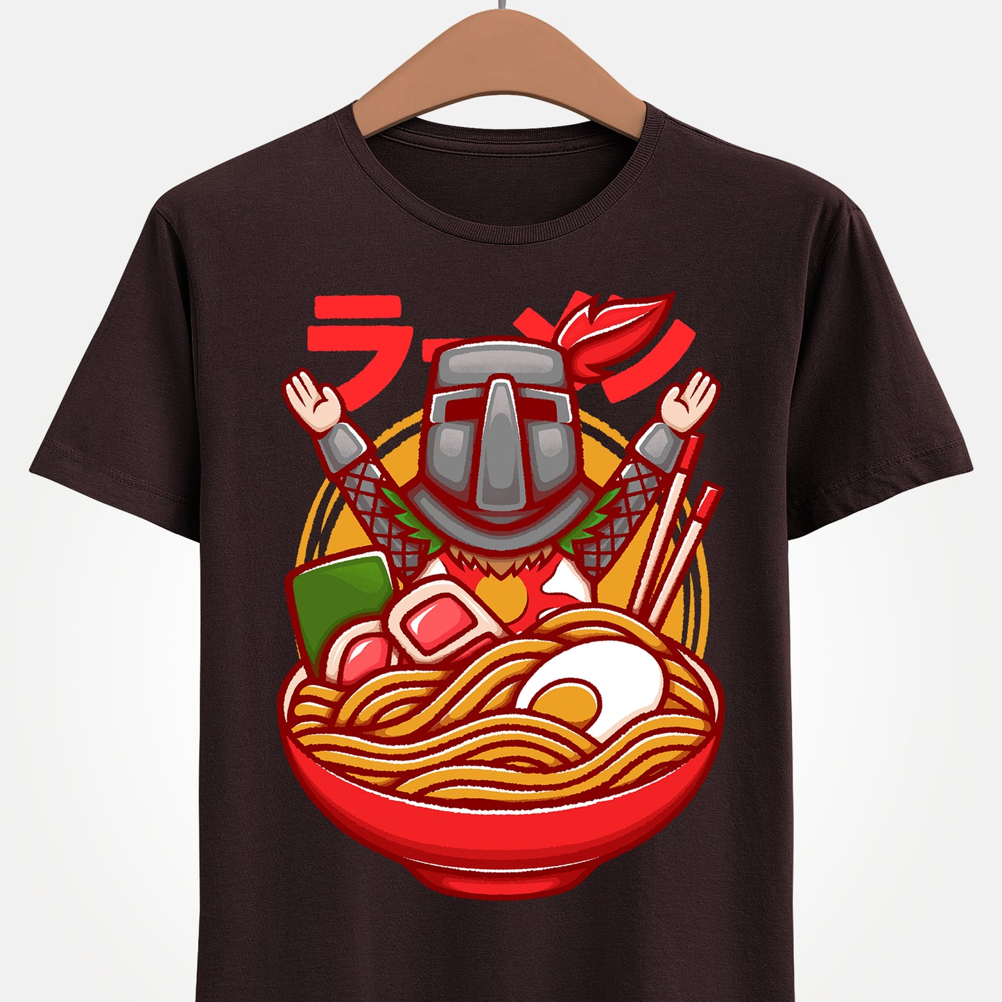 Solaire of Astora ramen t-shirt inspired by Dark Souls, featuring the iconic knight inside a stylized ramen bowl in a fun fantasy art style. This unisex gamer shirt blends action RPG energy with cozy Japanese ramen aesthetics. Perfect for fans of Dark Souls, Dark Souls II, Dark Souls III, Bloodborne, and Elden Ring. Ideal soulslike merch for collectors, FromSoftware fans, and gamers who love unique fantasy designs.