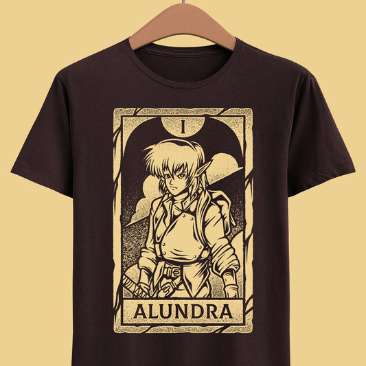 Alundra video game t-shirt inspired by the classic PlayStation action RPG. Retro gaming apparel featuring an original fan art design based on the world of Alundra, perfect for fans of dungeon crawler games, classic RPGs, and nostalgic 90s video game aesthetics. alundra video game merch, alundra action rpg video game merch, alundra the dreamwalker t-shirt, alundra ps1 video game t-shirt, alundra retrogaming tee, alundra classic ps1 video game merch, alundra 2 merch, alundra 2 t-shirt, ps1 games