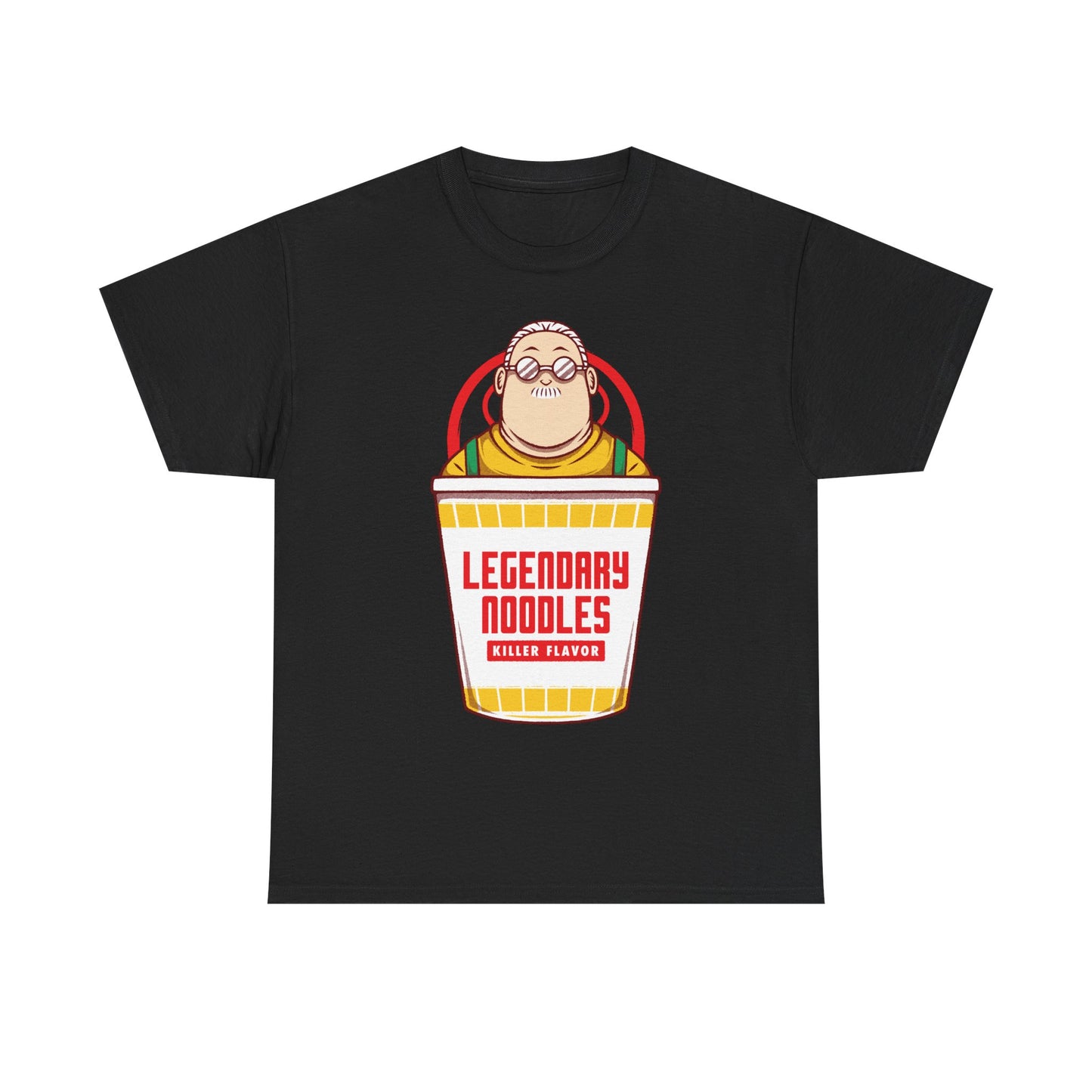 Taro Sakamoto Sakamoto Days instant noodles ramen t-shirt featuring the legendary hitman inside a Japanese noodle cup in funny foodie anime streetwear style.