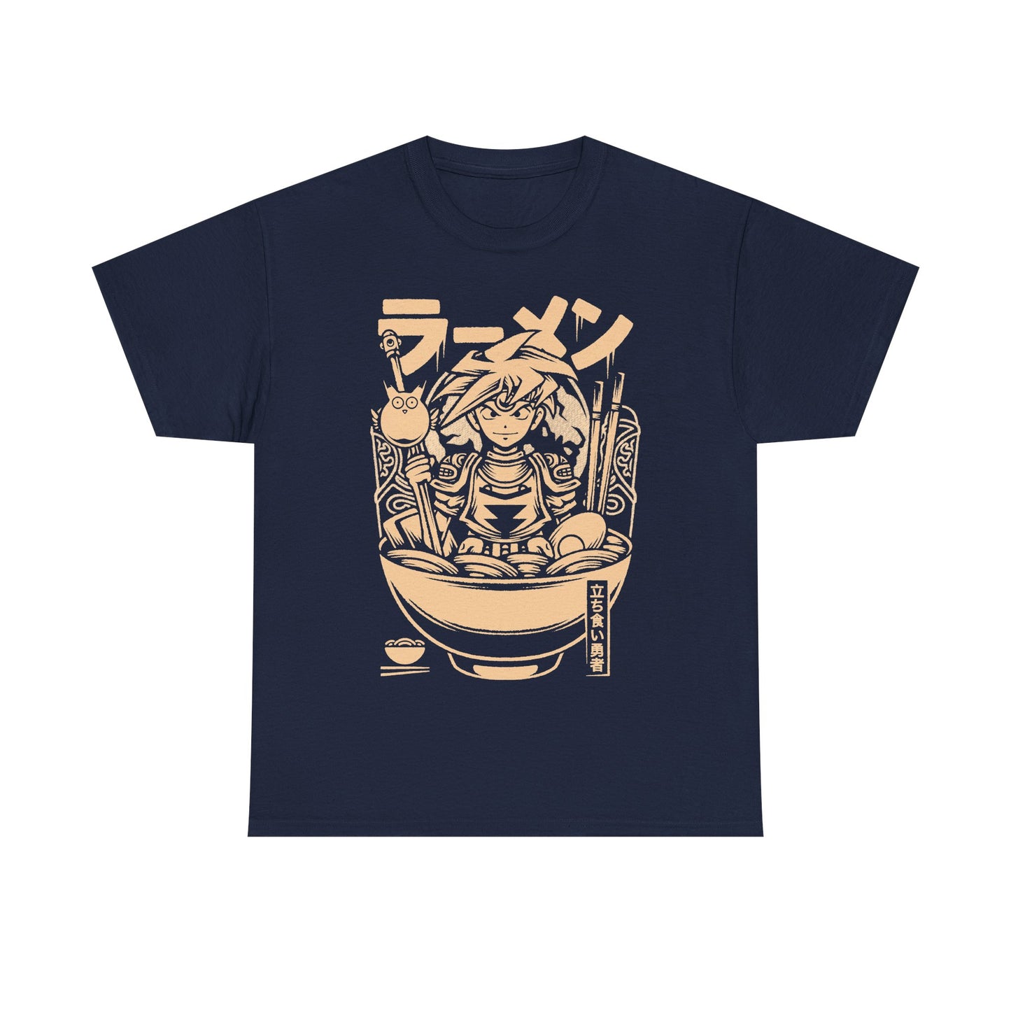 Terranigma Ark and Yomi Noodle King ramen t-shirt inspired by the Neotokio noodle eating contest from the classic SNES RPG.