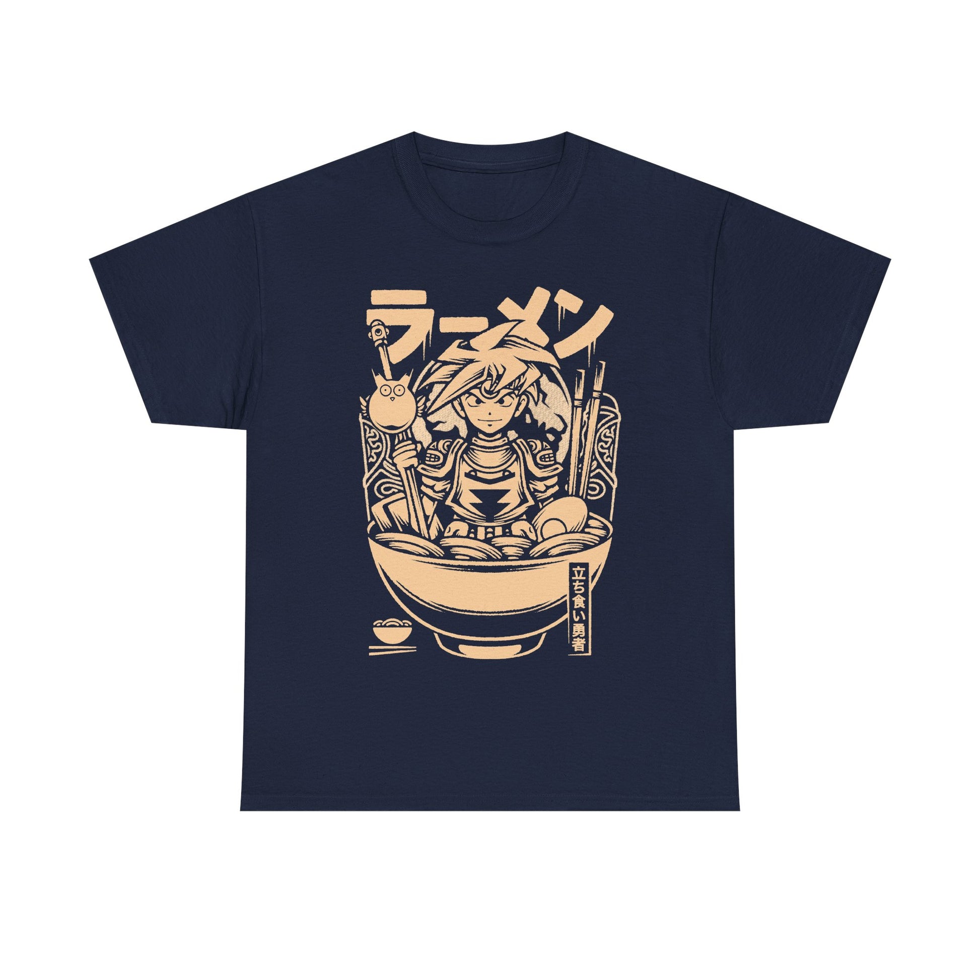 Terranigma Ark and Yomi Noodle King ramen t-shirt inspired by the Neotokio noodle eating contest from the classic SNES RPG.