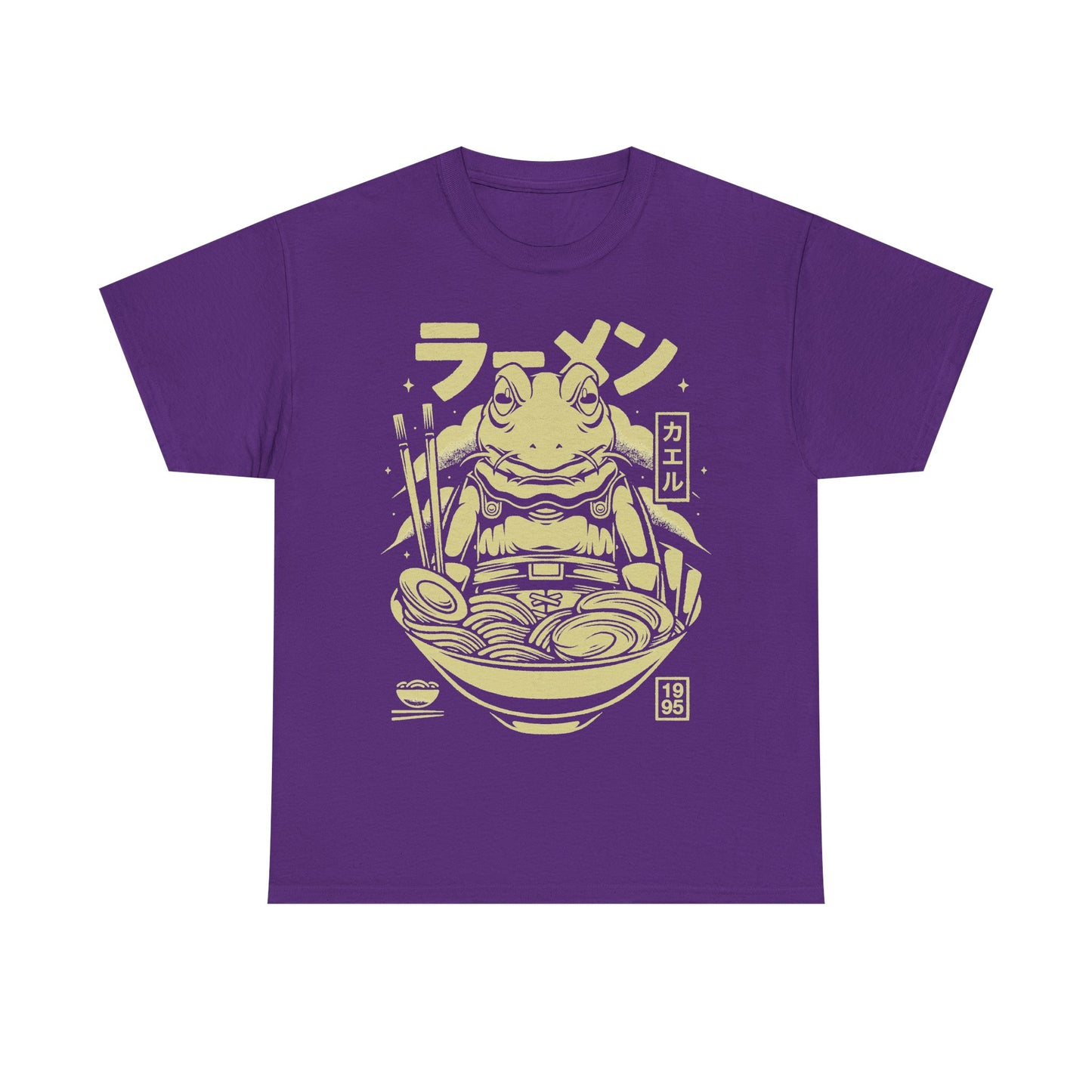 Chrono Trigger Glenn Frog Knight ramen t-shirt featuring Frog inside a Japanese ramen bowl.