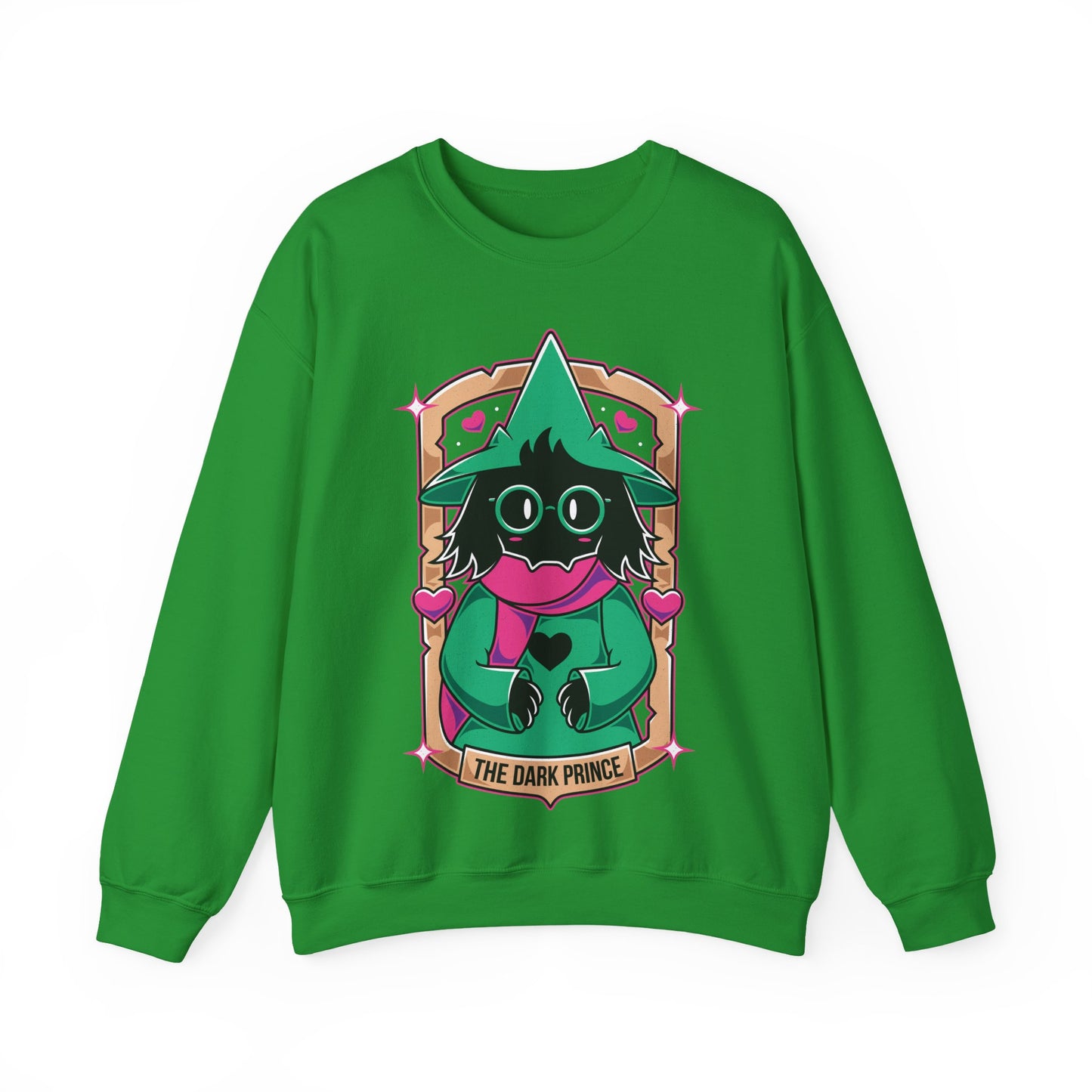 Ralsei Deltarune crewneck sweatshirt inspired by the indie RPG Deltarune by Toby Fox. Cozy unisex gamer sweatshirt featuring Ralsei, one of the main characters of the Dark World, known for his gentle personality and iconic fluffy design. Perfect video game merch for fans of Deltarune and Undertale, indie RPG lovers, and gamers who enjoy cute, pastel, and cozy apparel. Ideal collector sweatshirt for gaming fans and indie game communities.