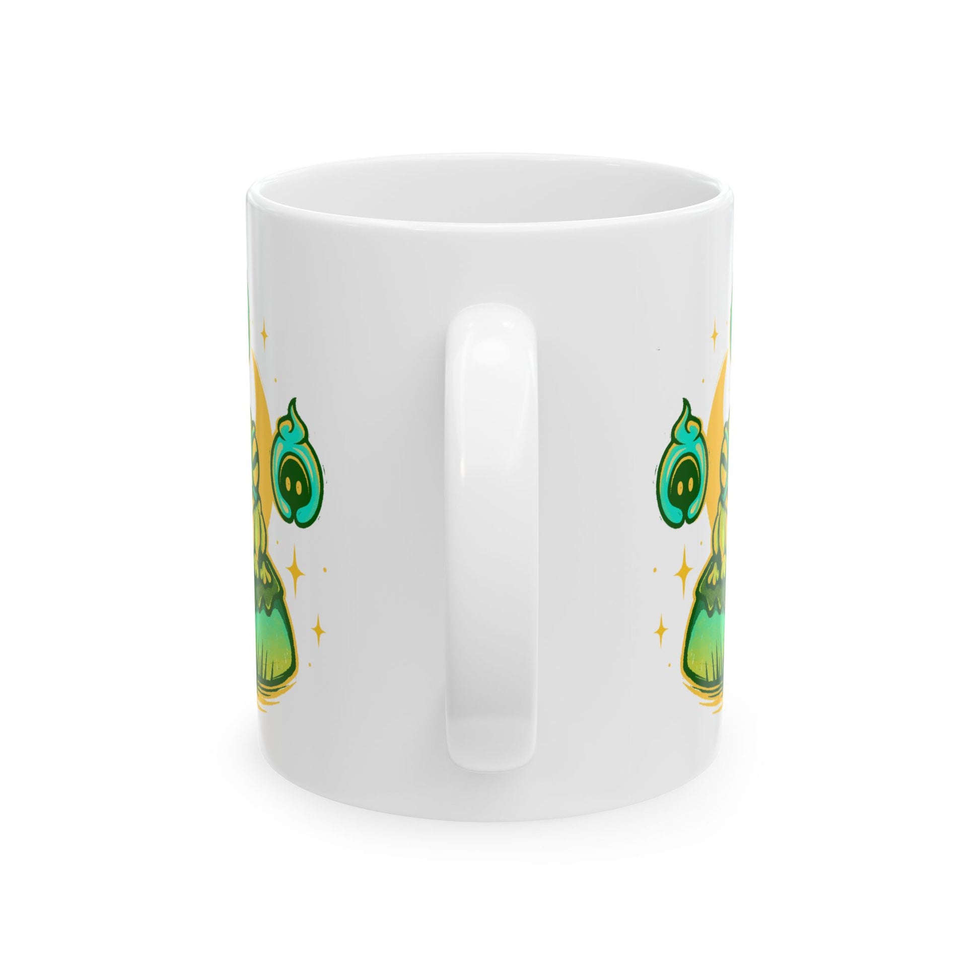 Hades II mug featuring Frinos and the Shades from the indie roguelike game with a dark fantasy Greek mythology inspired design.