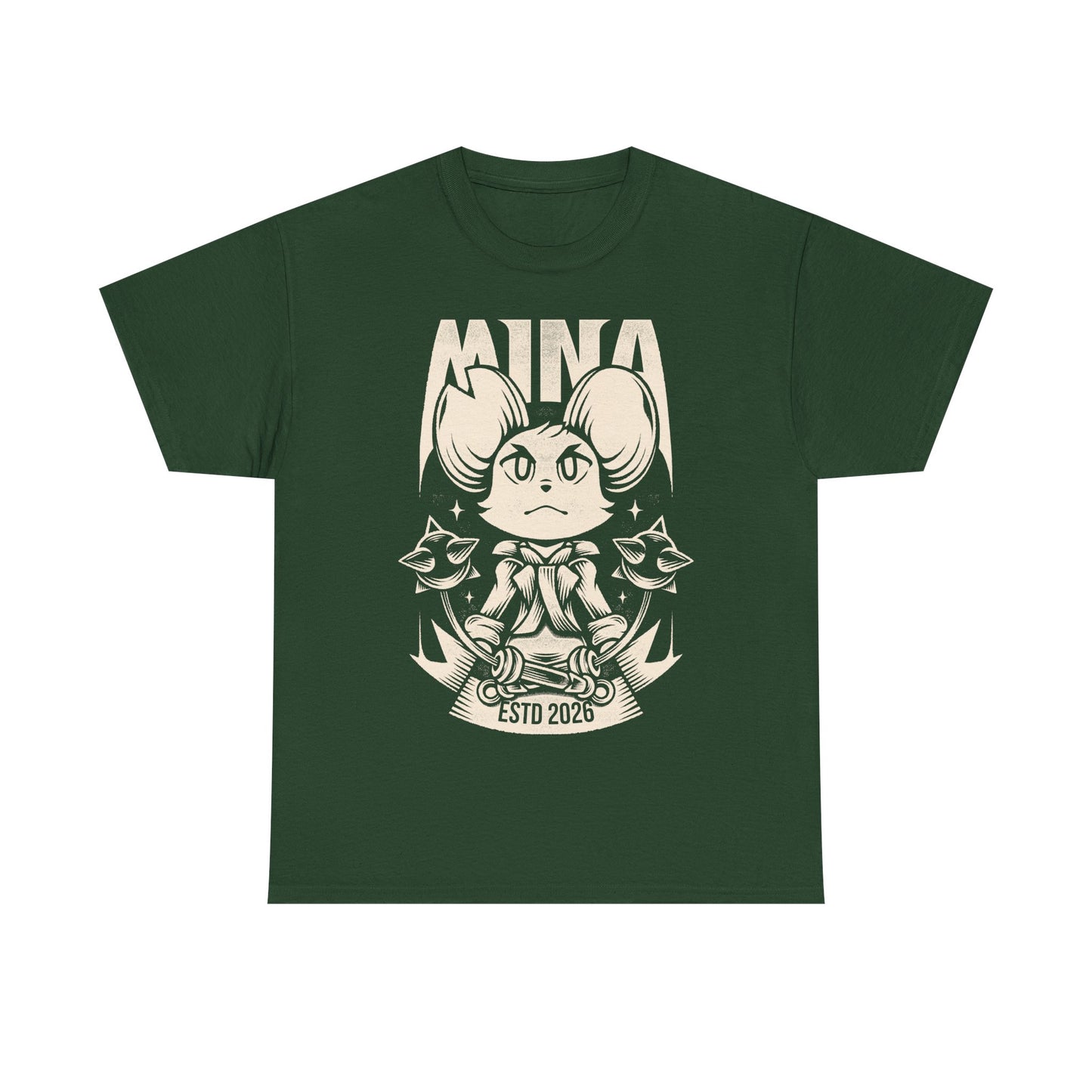 Mina the Hollower t-shirt featuring Mina wielding the Nightstar Whip in a gothic pixel art indie action RPG inspired design set in Tenebrous Isle.