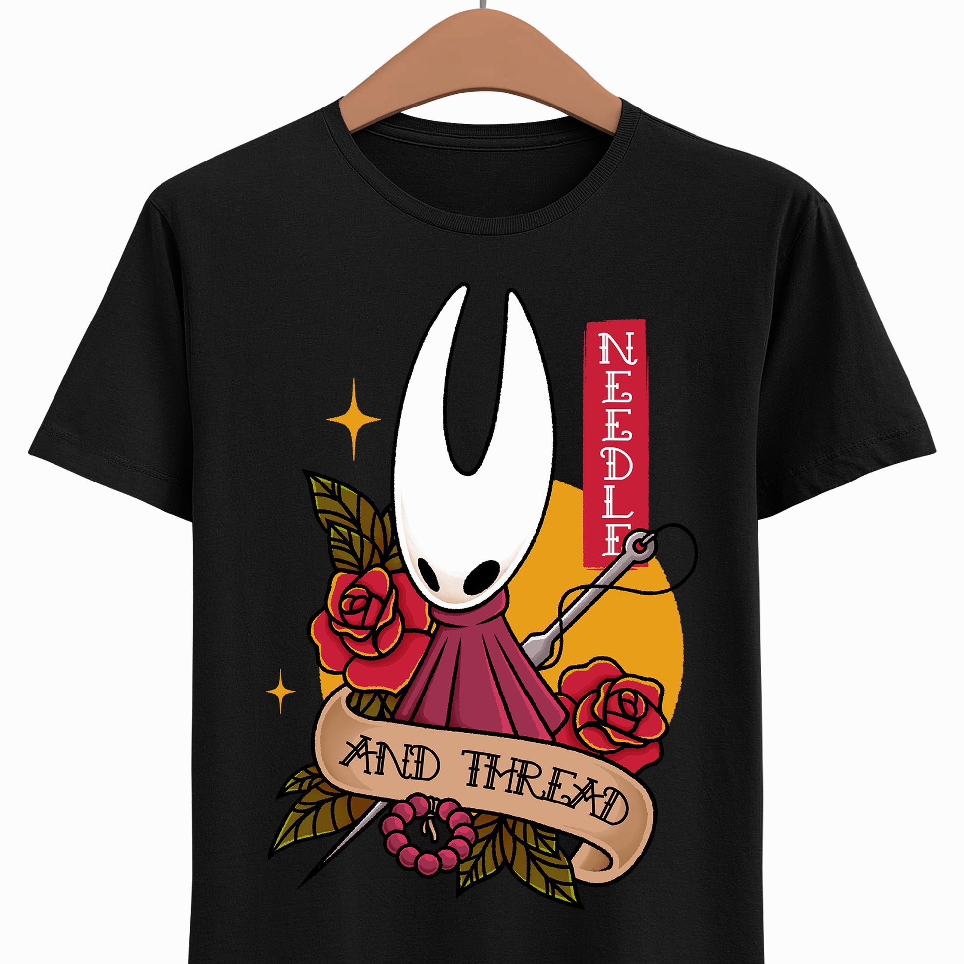 Gamer t-shirt inspired by Hornet from Hollow Knight Silksong metroidvania video game in tattoo art style.

hollow knight, hollow knight silksong, hollow knight silksong hornet t-shirt, hollow knight silksong merch, hollow knight silksong t-shirt, hollow knight silksong hornet tee, hollow knight hornet and lace t-shirt, hollow knight silksong indie game merch, hollow knight silksong hornet shirt, hollow knight tattoo art t-shirt, hollow knight silksong hornet tattoo t-shirt, hollow knight tattoo
