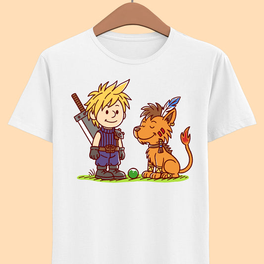 Gamer t-shirt design inspired by Cloud Strife & Red XIII (Nanaki) from Final Fantasy VII (FFVII - FF7) rpg video game.

final fantasy t-shirt, final fantasy vii cloud strife t-shirt, final fantasy 7 cloud red xiii t-shirt, ffvii cloud strife t-shirt, ffvii nanaki t-shirt, final fantasy vii red xiii t-shirt, final fantasy chocobo t-shirt , final fantasy vii tifa lockhart t-shirt, ffvii barret wallace t-shirt, final fantasy vii rebirth merch, final fantasy vii rebirth cloud t-shirt, ffvii merch