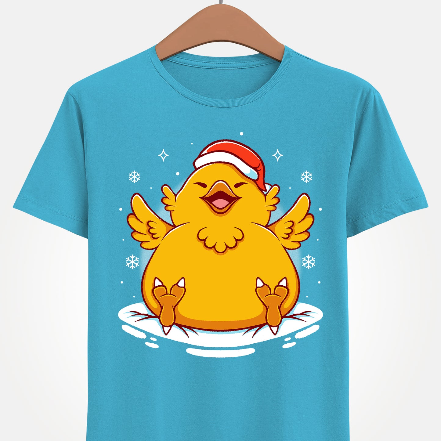 Gamer t-shirt inspired by fat chocobo from Final Fantasy series sitting adorably in the snow while wearing a Santa hat in cute kawaii art style. Perfect shirt for Final Fantasy video games Fans (Final Fantasy VII, Final Fantasy VII Rebirth, Final Final Fantasy XIV, FFXIV, FF14, FFVII, Final Fantasy VIII, Final Fantasy IX) and christmas cozy holiday vibes.

final fantasy christmas t-shirt, final fantasy xmas t-shirt, final fantasy fat chocobo christmas t-shirt, final fantasy fat chocobo xmas tee