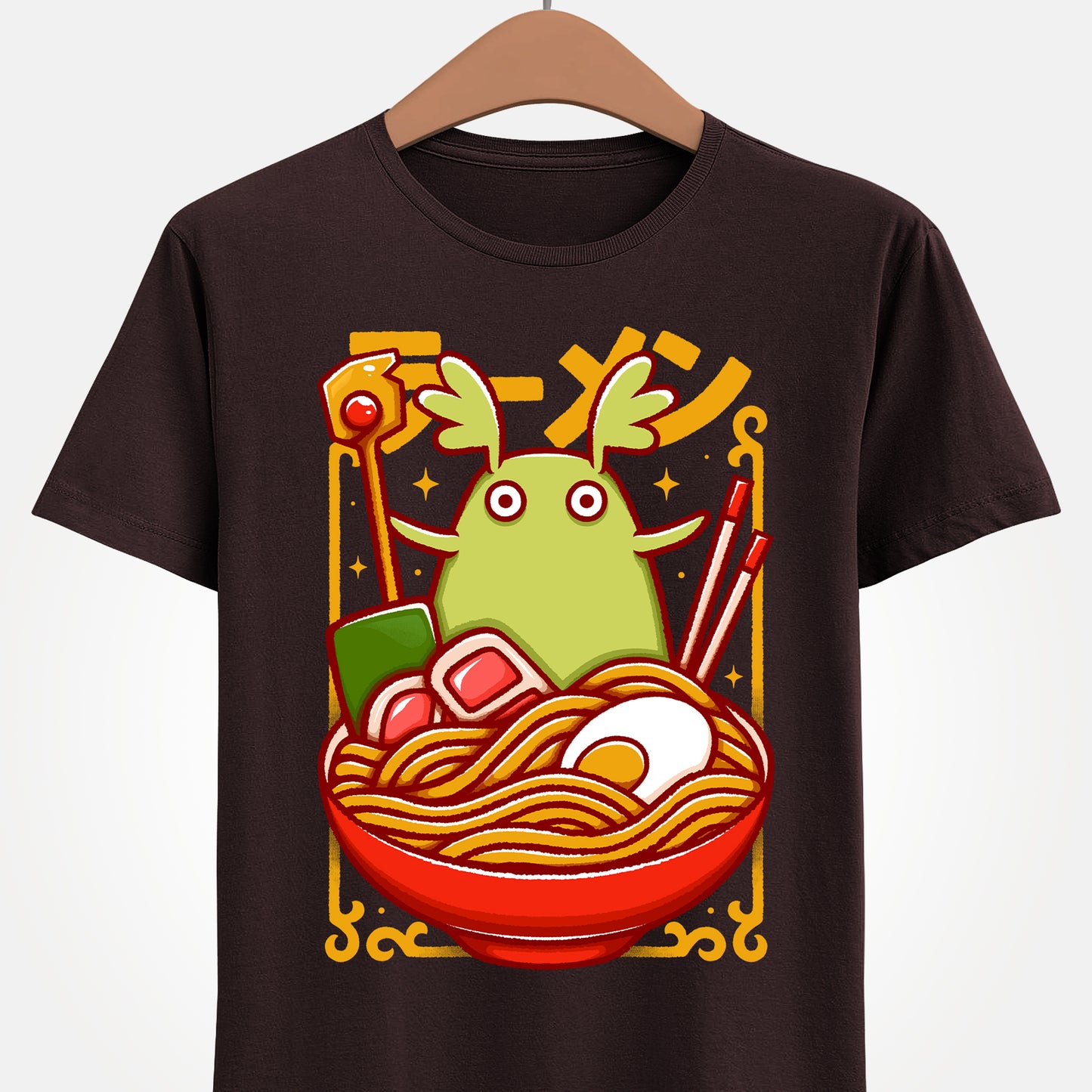 Toko Spirit of the Forest ramen t-shirt inspired by Ni no Kuni: Wrath of the White Witch, the beloved fantasy JRPG. Featuring Toko inside a ramen bowl in a cute Japanese art style, this unisex gamer shirt blends magical creature aesthetics with cozy anime vibes. Perfect JRPG merch for fans of Ni no Kuni, fantasy RPG video games, and whimsical character-driven adventures.
