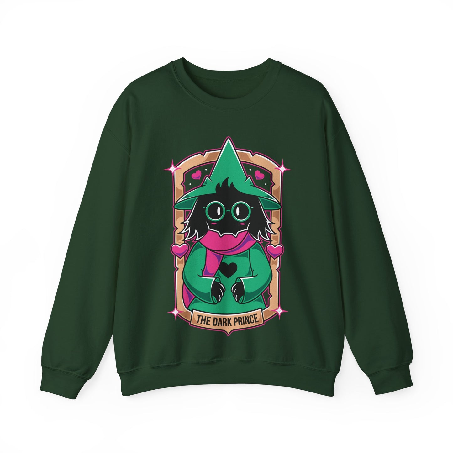 Ralsei Deltarune crewneck sweatshirt inspired by the indie RPG Deltarune by Toby Fox. Cozy unisex gamer sweatshirt featuring Ralsei, one of the main characters of the Dark World, known for his gentle personality and iconic fluffy design. Perfect video game merch for fans of Deltarune and Undertale, indie RPG lovers, and gamers who enjoy cute, pastel, and cozy apparel. Ideal collector sweatshirt for gaming fans and indie game communities.