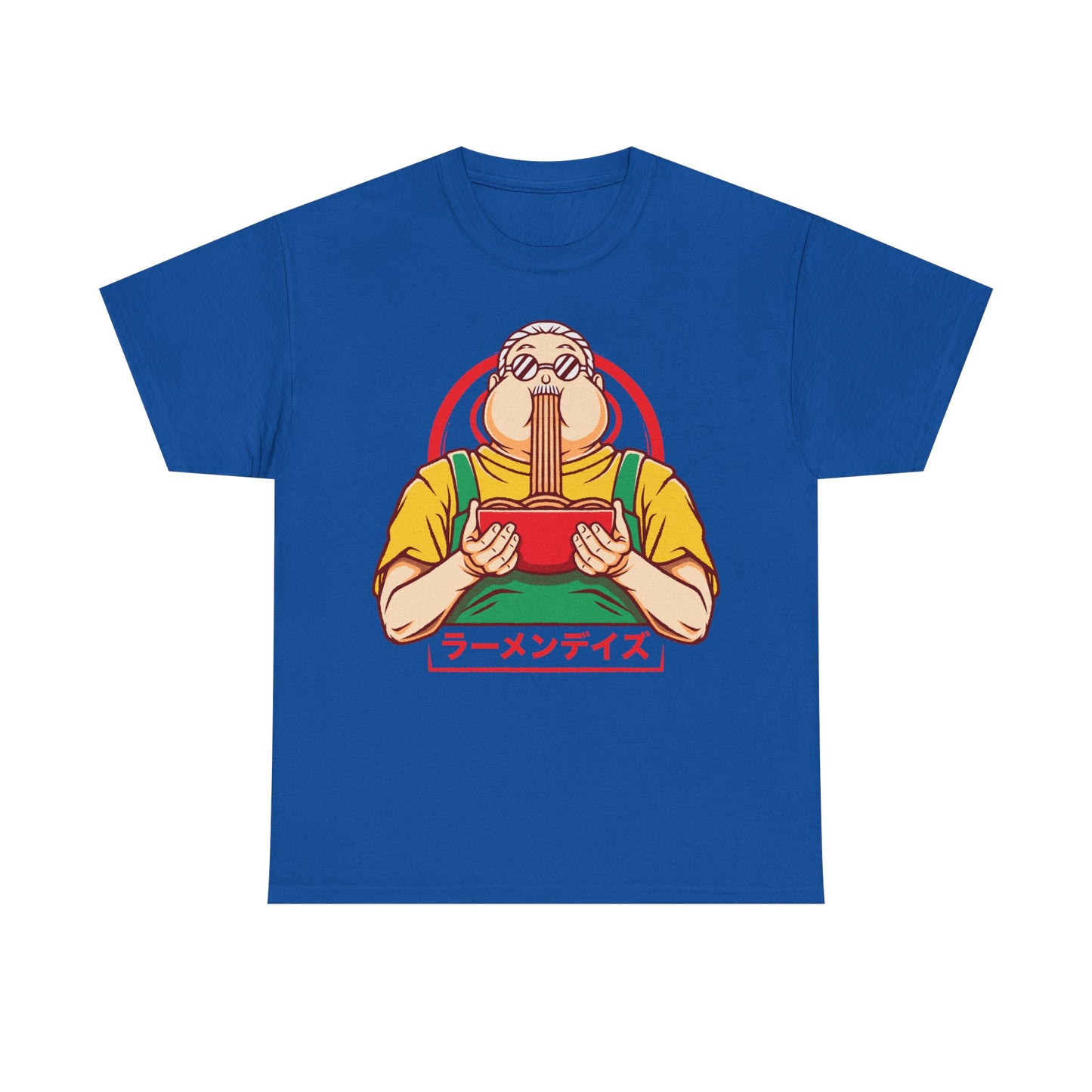 Taro Sakamoto Sakamoto Days ramen t-shirt featuring the legendary hitman inside a Japanese noodle bowl in foodie anime streetwear style.