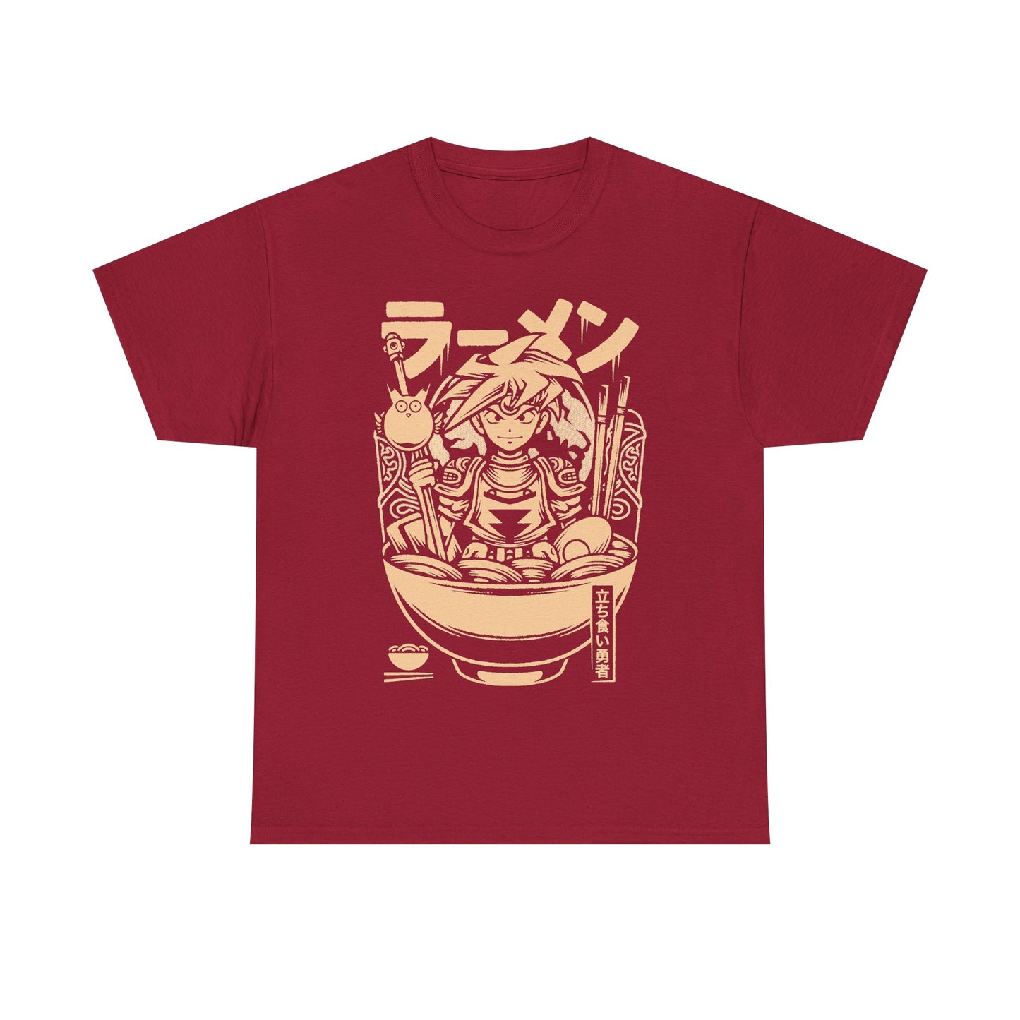 Terranigma Ark and Yomi Noodle King ramen t-shirt inspired by the Neotokio noodle eating contest from the classic SNES RPG.