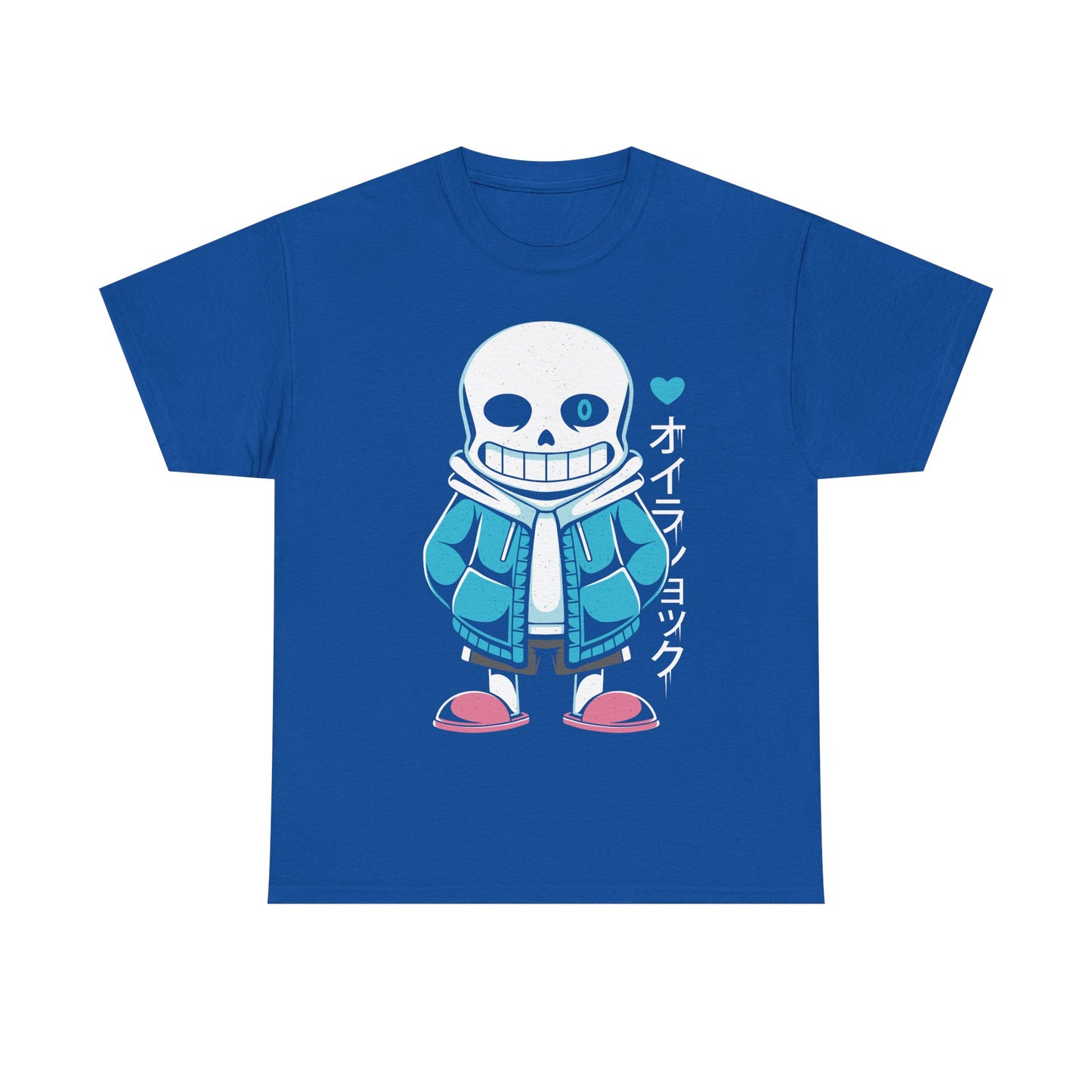 Image of a Sans “Lazy Bones” T-shirt inspired by the indie game Undertale. The design features Sans in a humorous lazy pose, referencing his iconic skeleton character and meme personality. Printed in a bold, cartoon style, this tee is perfect for Undertale fans, gamers, meme lovers and indie game collectors. Ideal gamer apparel for those who enjoy funny gaming shirts, geek fashion and unique Undertale fan art merchandise. sans undertale indie game shirt, sans undertale video game merch, sans undertale tee