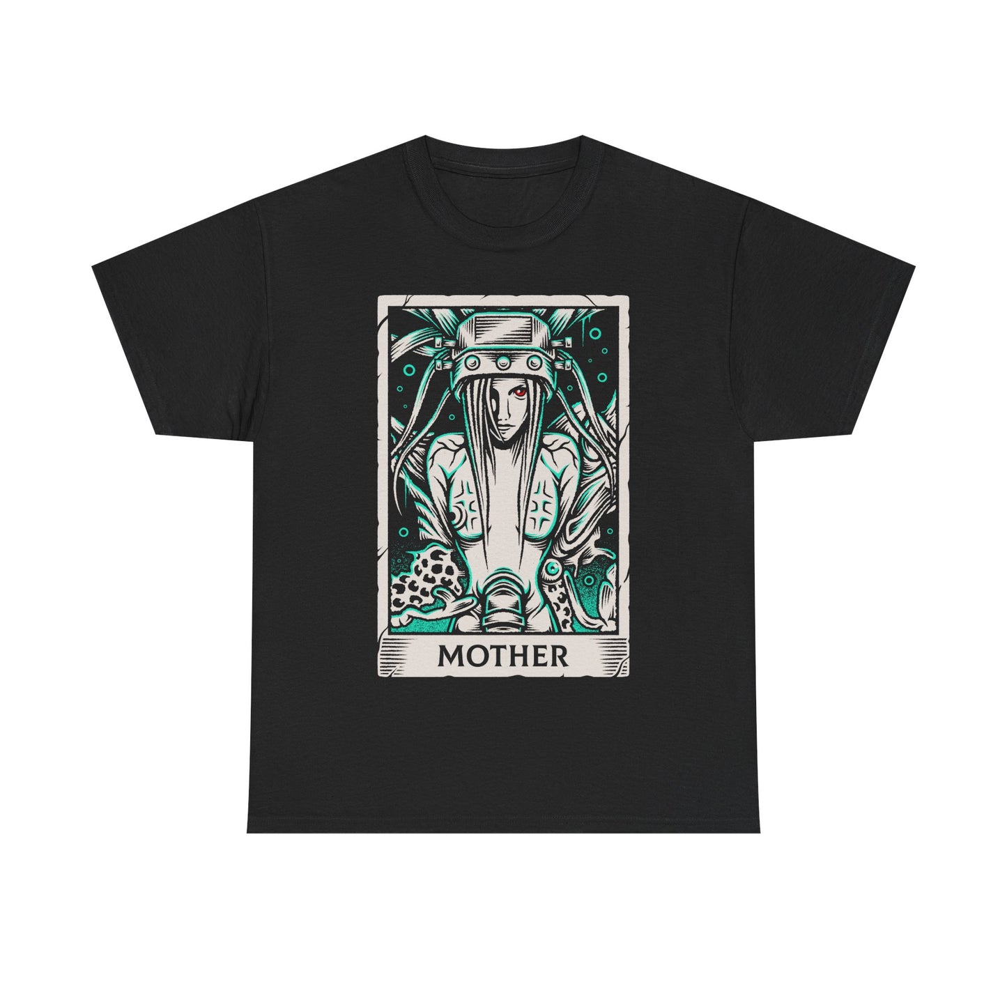 Jenova Final Fantasy VII tarot card shirt featuring the iconic FF7 villain in a dark fantasy gothic tarot illustration inspired by FFVII RPG video game. This t-shirt is perfect for true fans of Jenova, Sephiroth and Cloud Strife.