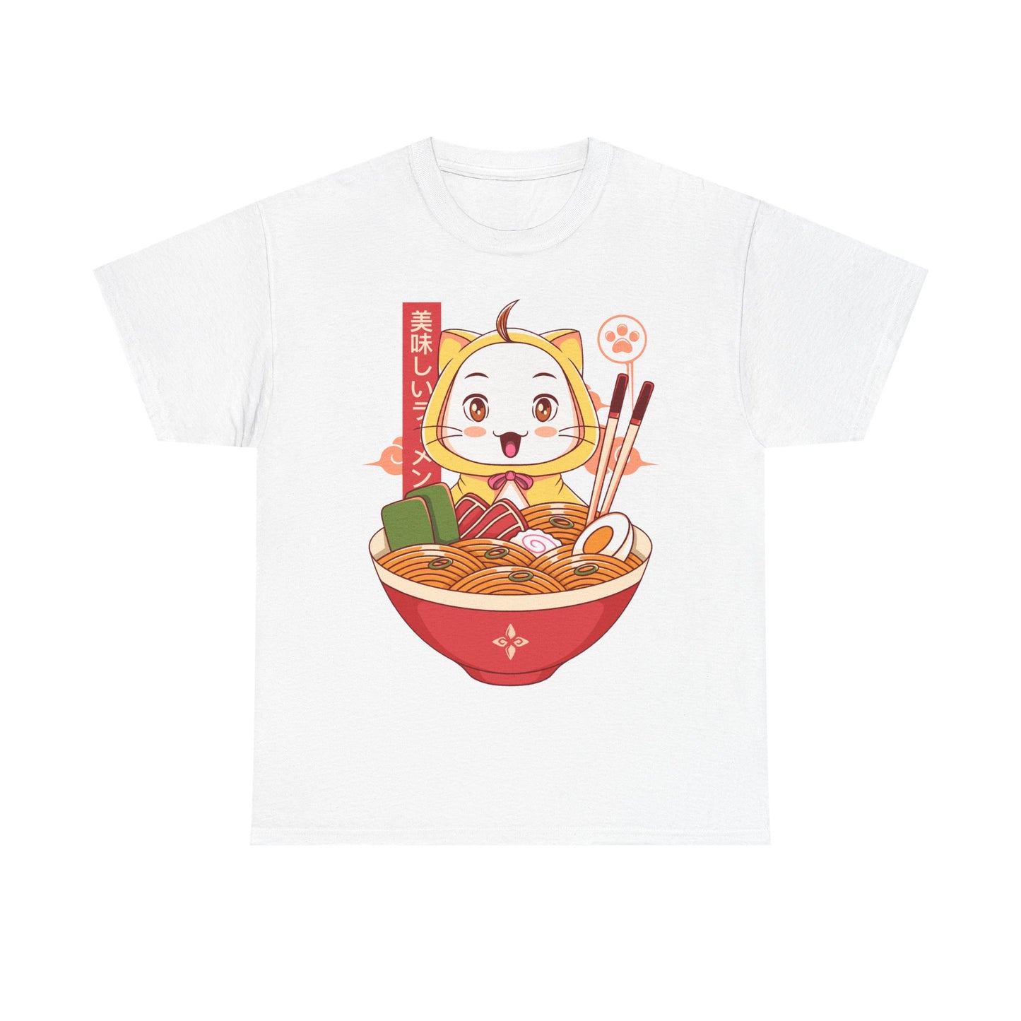 Cute White Cat Ramen Unisex T-shirt