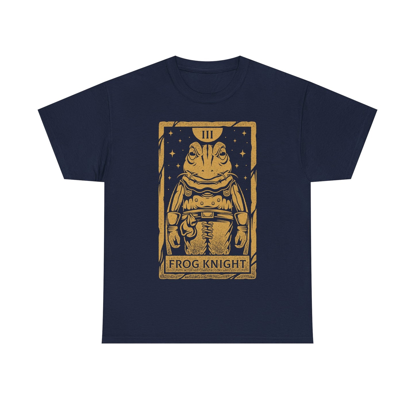 Glenn Frog Chrono Trigger tarot t-shirt inspired by the classic JRPG Chrono Trigger, originally released on SNES and PlayStation. Retro gaming apparel featuring a vintage tarot card illustration of Frog in a one-ink monochrome style. Nostalgic retrogaming design ideal for fans of Chrono Trigger merch, JRPG t-shirts, RPG video games, medieval fantasy characters, and classic SNES and PS1 gaming culture. Perfect collector shirt for retro RPG and vintage art lovers. Glenn frog chrono trigger t-shirt
