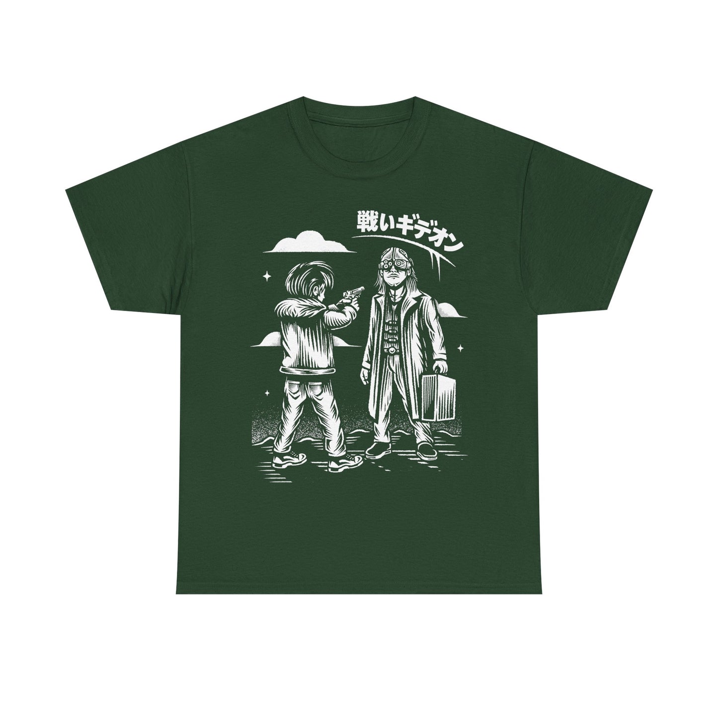 Resident Evil Requiem t-shirt featuring Leon S. Kennedy confronting Victor Gideon. Inspired by Resident Evil 9 (RE9), this survival horror design captures the intense atmosphere of the iconic horror game series. Perfect gamer merch for fans of Resident Evil, horror video games, and dark action-packed designs.