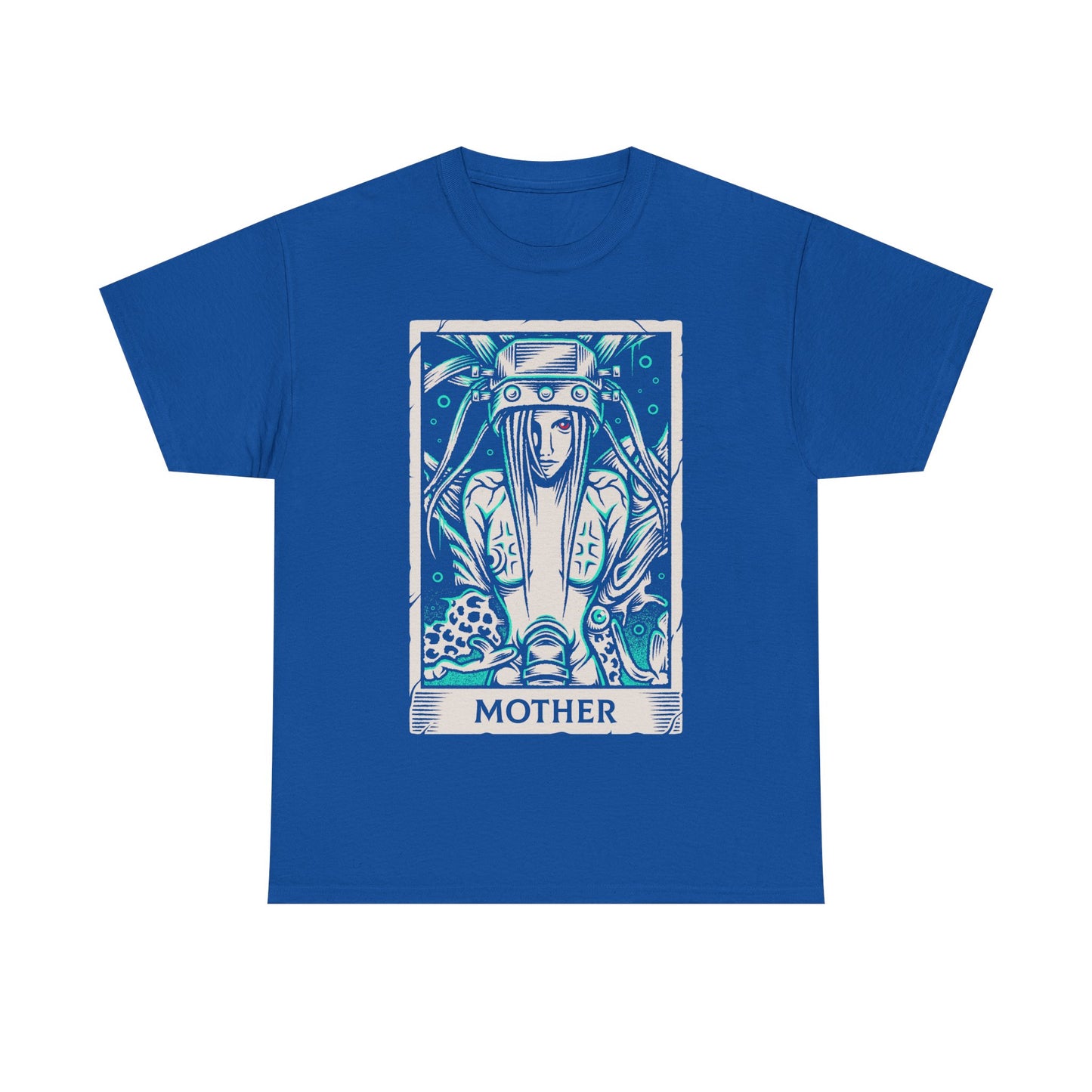 Jenova Final Fantasy VII tarot card shirt featuring the iconic FF7 villain in a dark fantasy gothic tarot illustration inspired by FFVII RPG video game. This t-shirt is perfect for true fans of Jenova, Sephiroth and Cloud Strife.