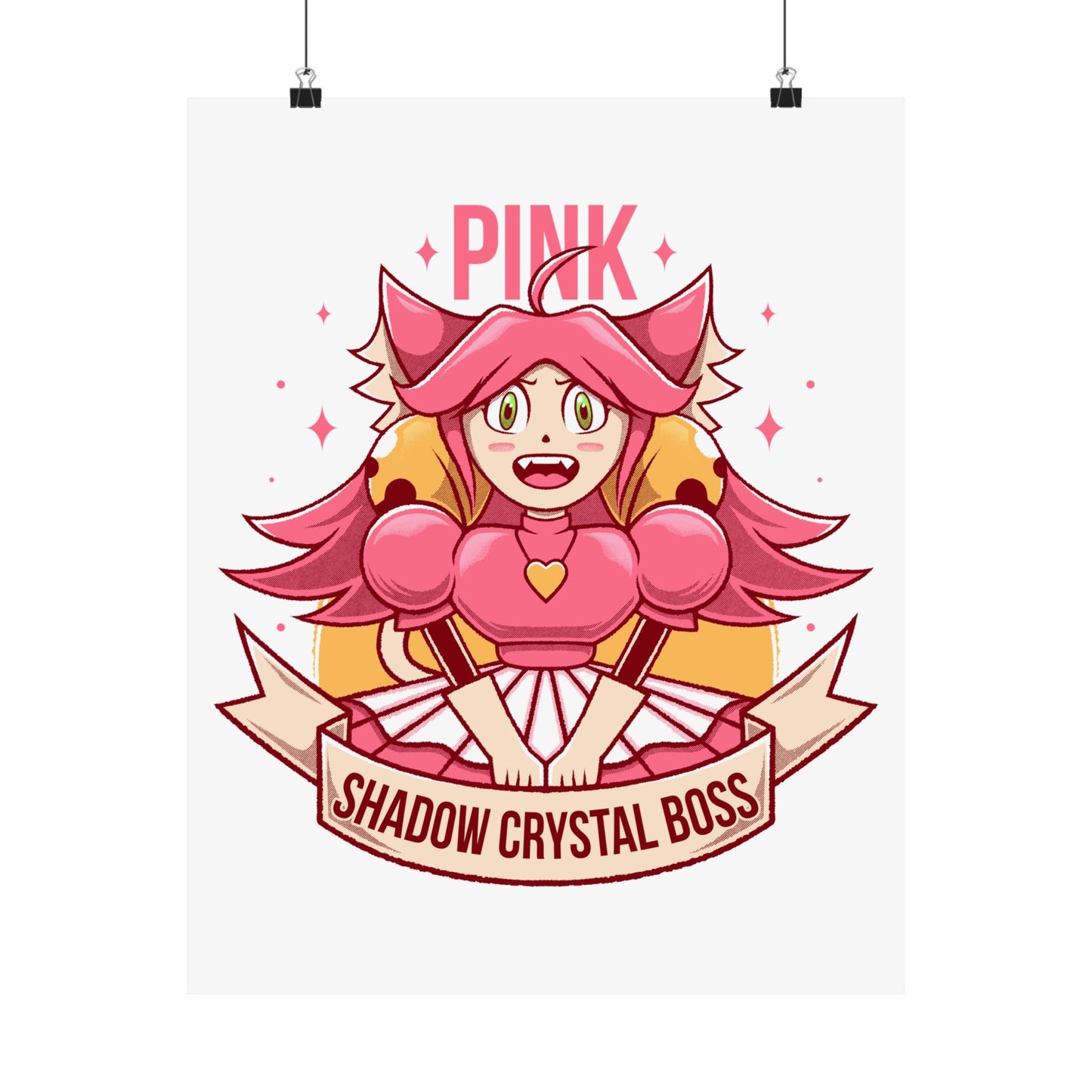 Deltarune Chapter 5 Pink (Mad Mew Mew) Shadow Crystal Secret Boss poster featuring original artwork printed on premium museum-grade matte paper.