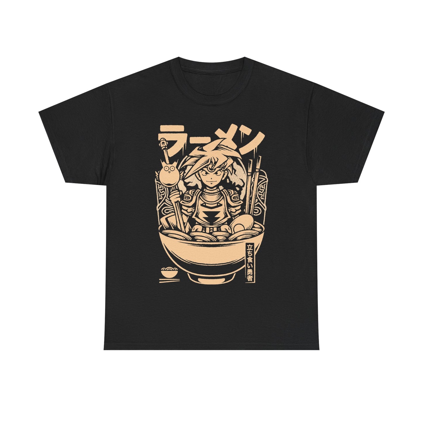 Terranigma Ark and Yomi Noodle King ramen t-shirt inspired by the Neotokio noodle eating contest from the classic SNES RPG.