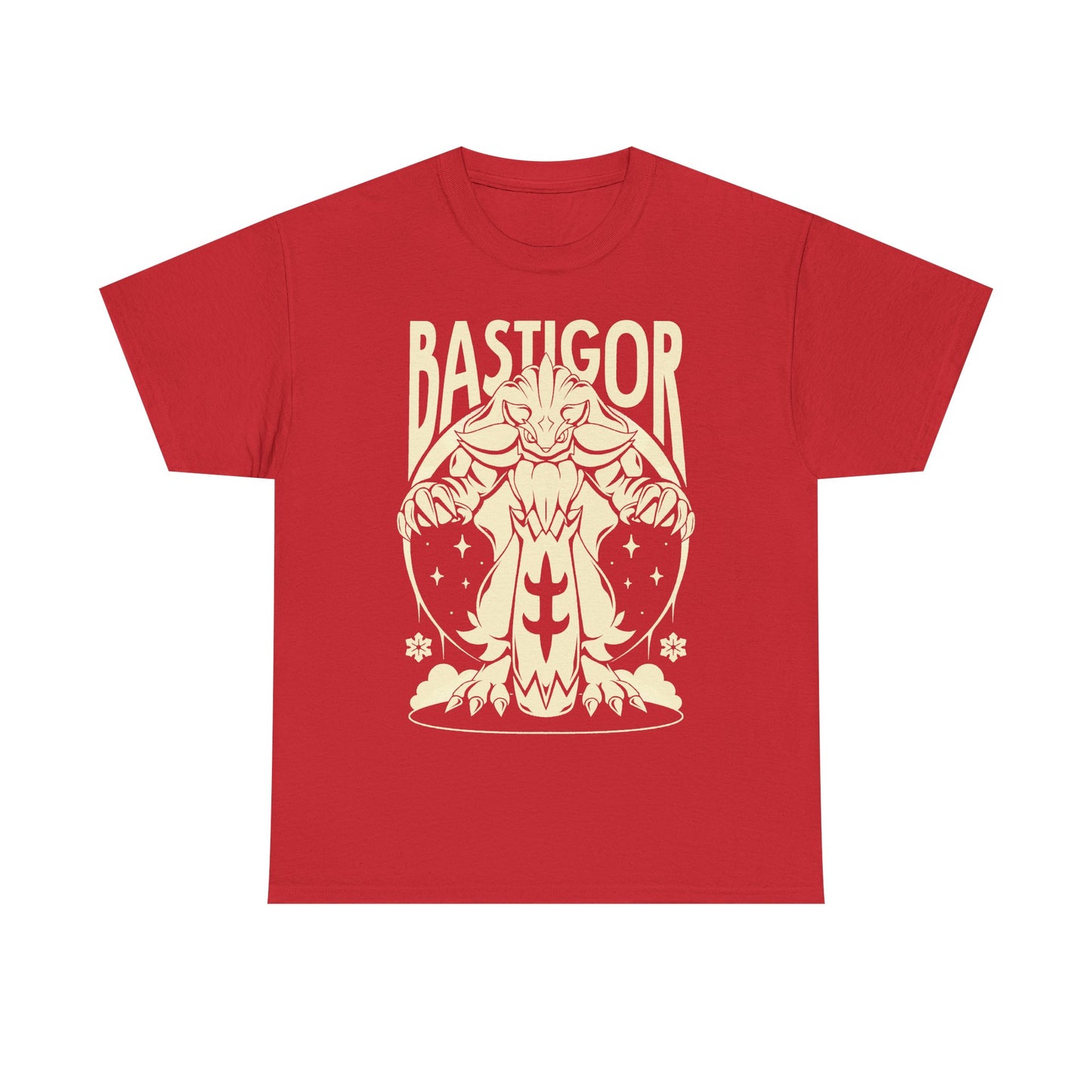 Palworld Bastigor King of Frostfang t-shirt featuring the massive Ice Pal with his frozen hammer and powerful Feybreak battle design.