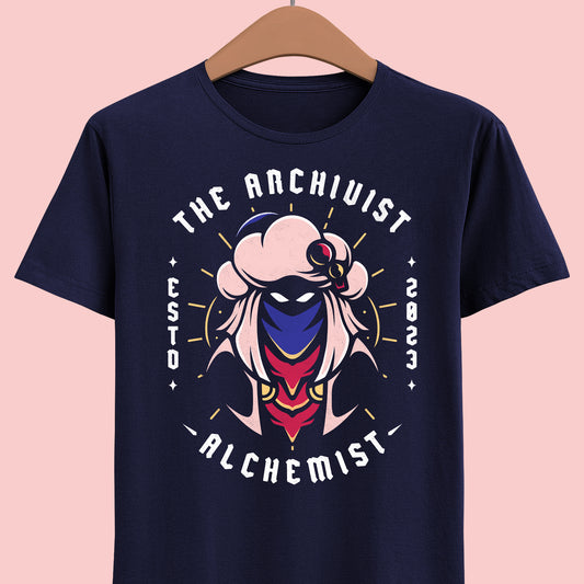 Gamer t-shirt inspired by Resh'an (The Archivist Alchemist) playable character on Sea of Stars pixel art turn based rpg video game.

sea of stars, 8 bit, garl warrior cook, zale, valere, gamer, gaming, indie game, pixel art, solstice warriors, video game, video games, resh'an, sea of stars t-shirt, sea of stars garl t-shirt, sea of stars zale t-shirt, sea of stars valere t-shirt, sea of stars artificer t-shirt, sea of stars throes of the watchmaker t-shirt, sea of stars sea seraï t-shirt