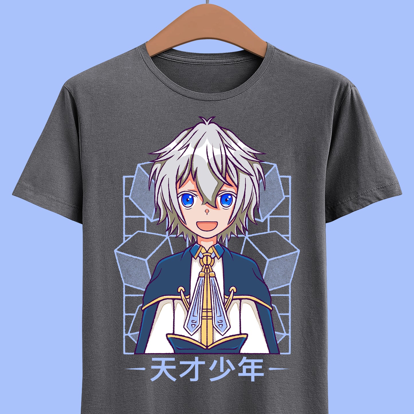 Van Nei Fertio anime t-shirt inspired by Easygoing Territory Defense by the Optimistic Lord featuring the Production Magic user and future lord of Seatoh Village.