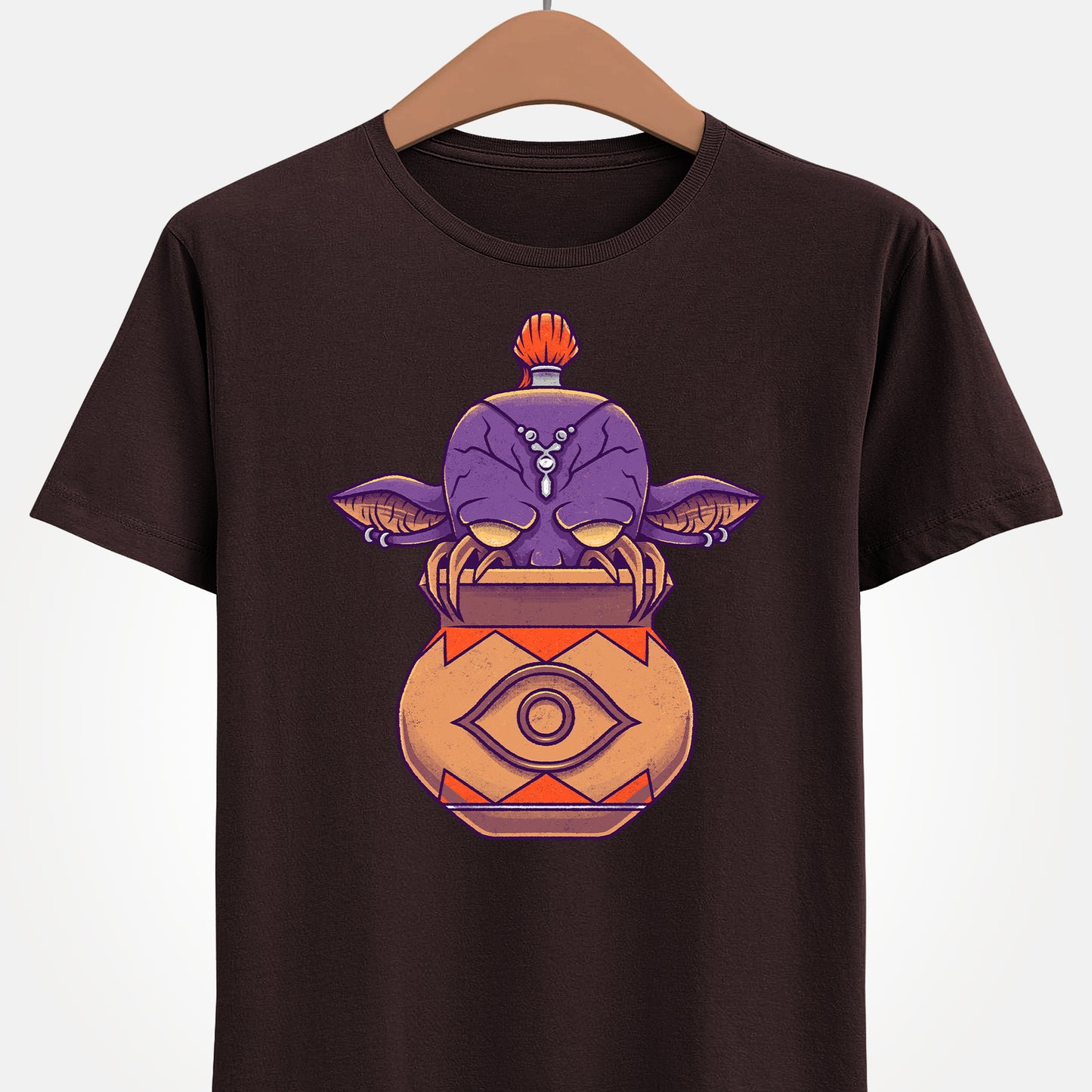 Final Fantasy XIV Magic Pot t-shirt featuring the iconic pot creature and Gimme an Elixir reference inspired by the recurring Final Fantasy enemy.