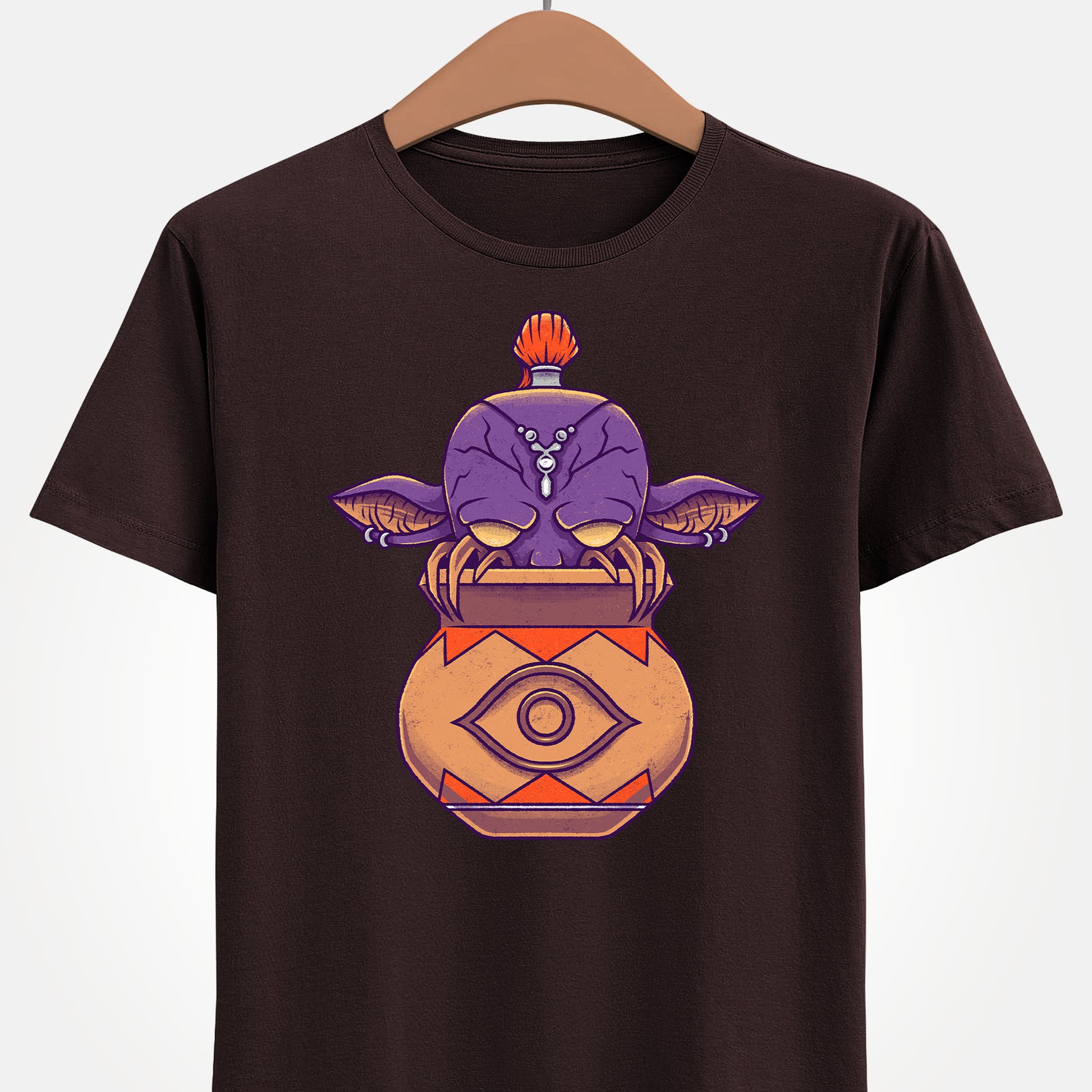 Final Fantasy XIV Magic Pot t-shirt featuring the iconic pot creature and Gimme an Elixir reference inspired by the recurring Final Fantasy enemy.