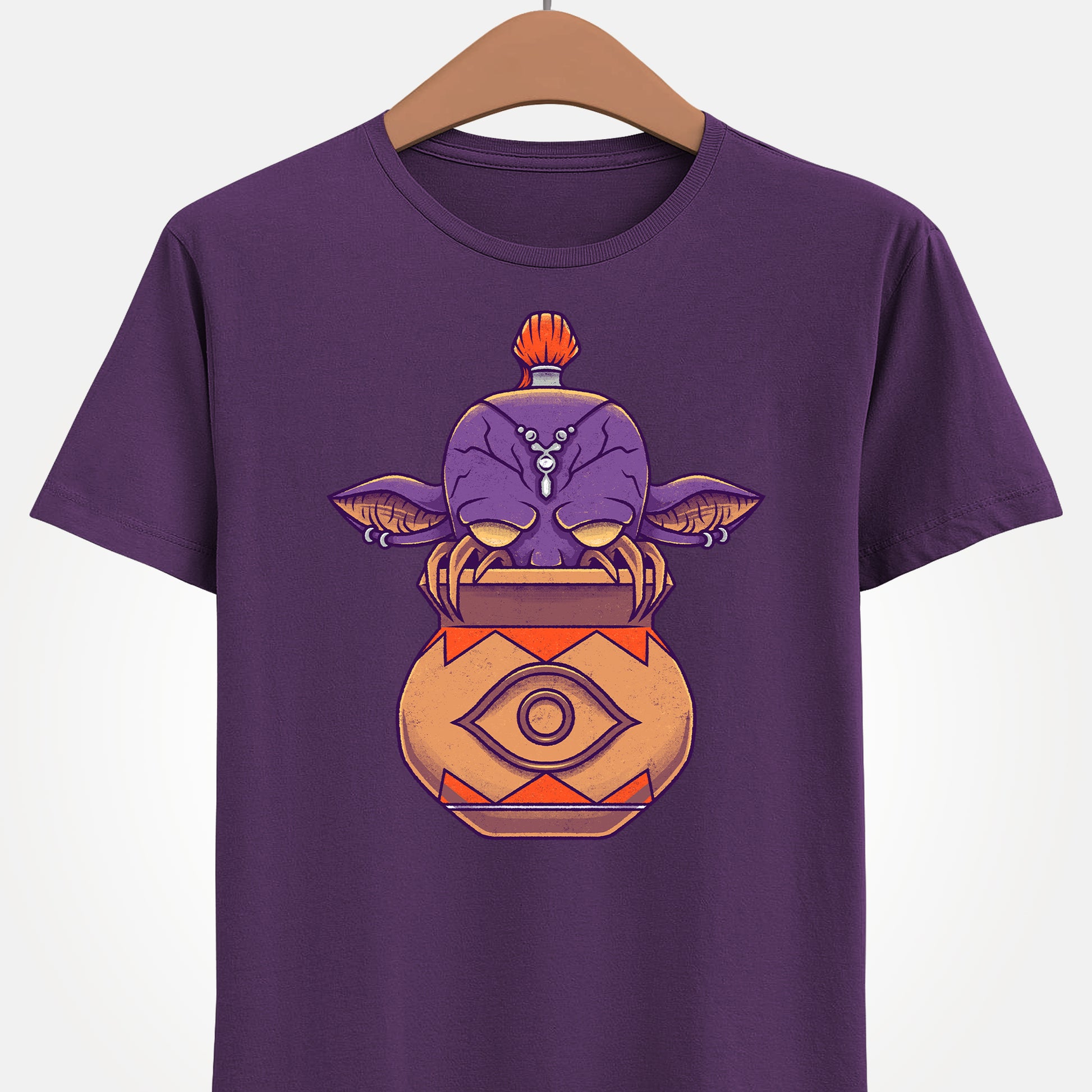Final Fantasy XIV Magic Pot t-shirt featuring the iconic pot creature and Gimme an Elixir reference inspired by the recurring Final Fantasy enemy.