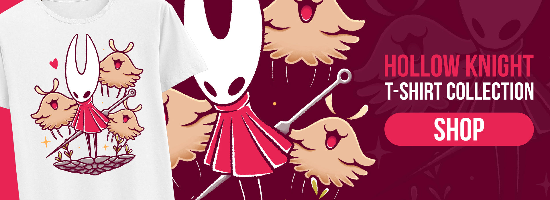 Hollow Knight and Hollow Knight Silksong inspired t-shirt featuring original fan art design by Alundrart