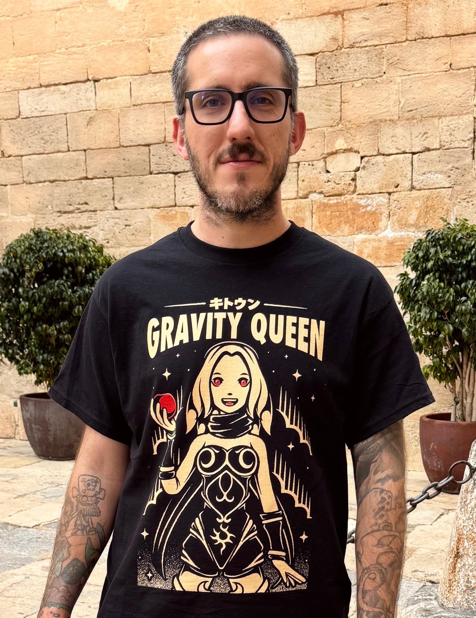 Real printed Gravity Rush inspired T-shirt showing DTG print quality, vibrant colors and detailed artwork by Alundrart