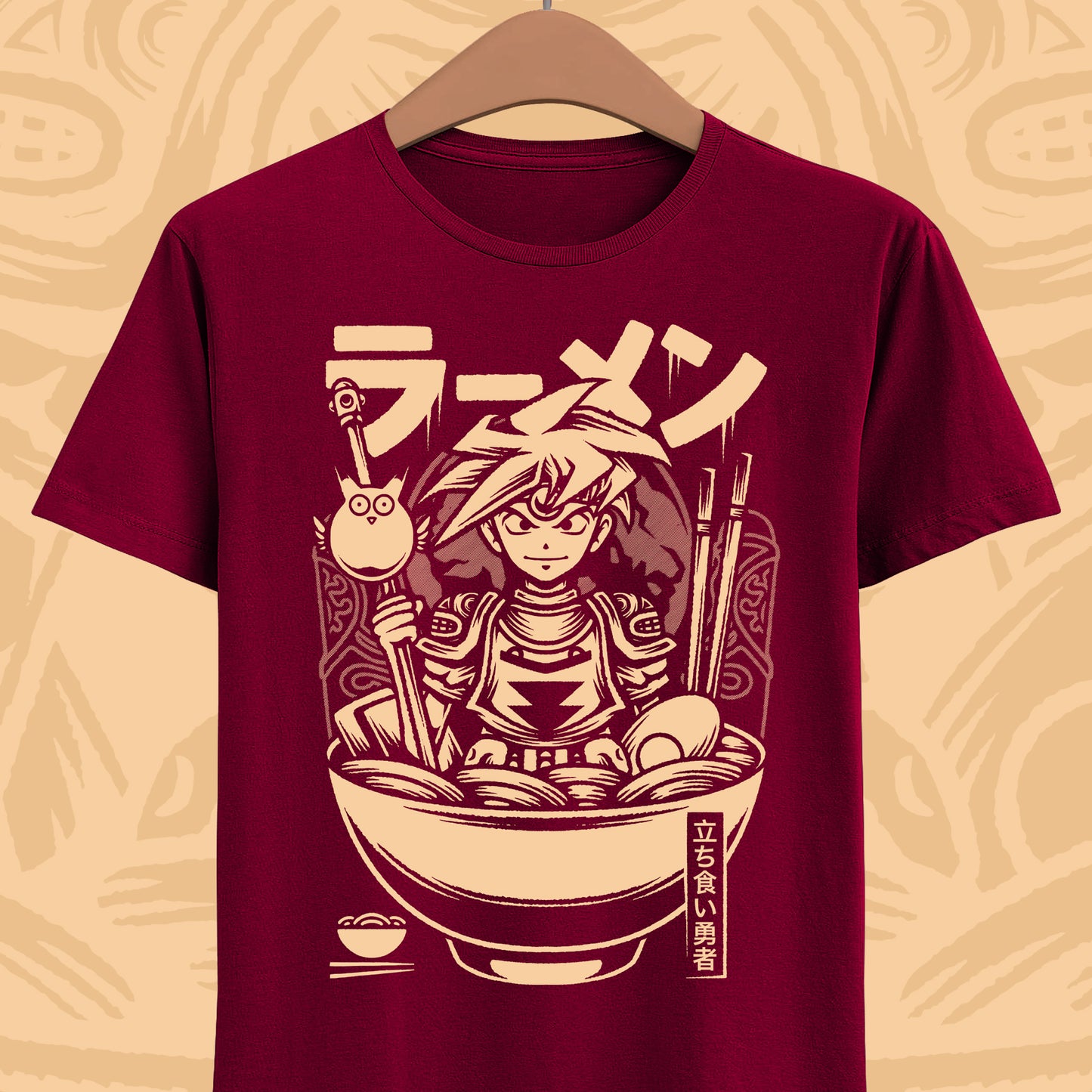 Terranigma Ark and Yomi Noodle King ramen t-shirt inspired by the Neotokio noodle eating contest from the classic SNES RPG.