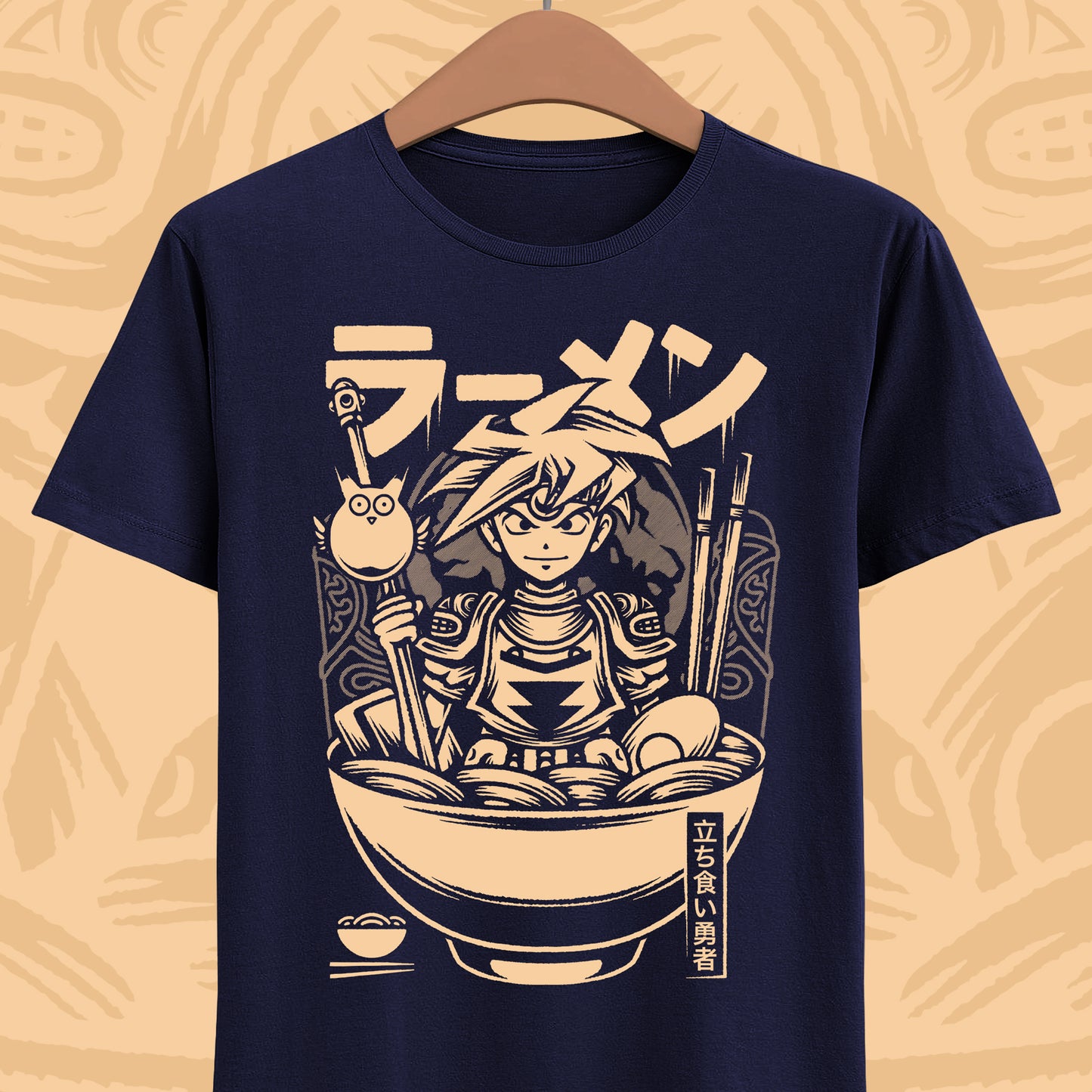 Terranigma Ark and Yomi Noodle King ramen t-shirt inspired by the Neotokio noodle eating contest from the classic SNES RPG.