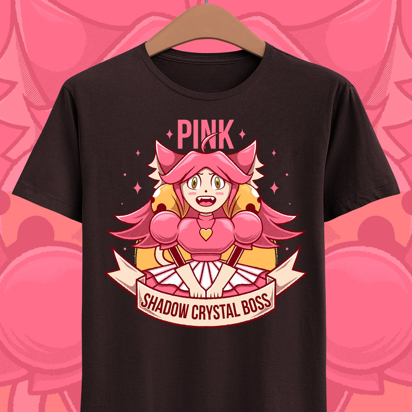 Mad Mew Mew t-shirt inspired by the Pink Shadow Crystal Secret Boss from Deltarune Chapter 5 and the iconic Undertale character.
