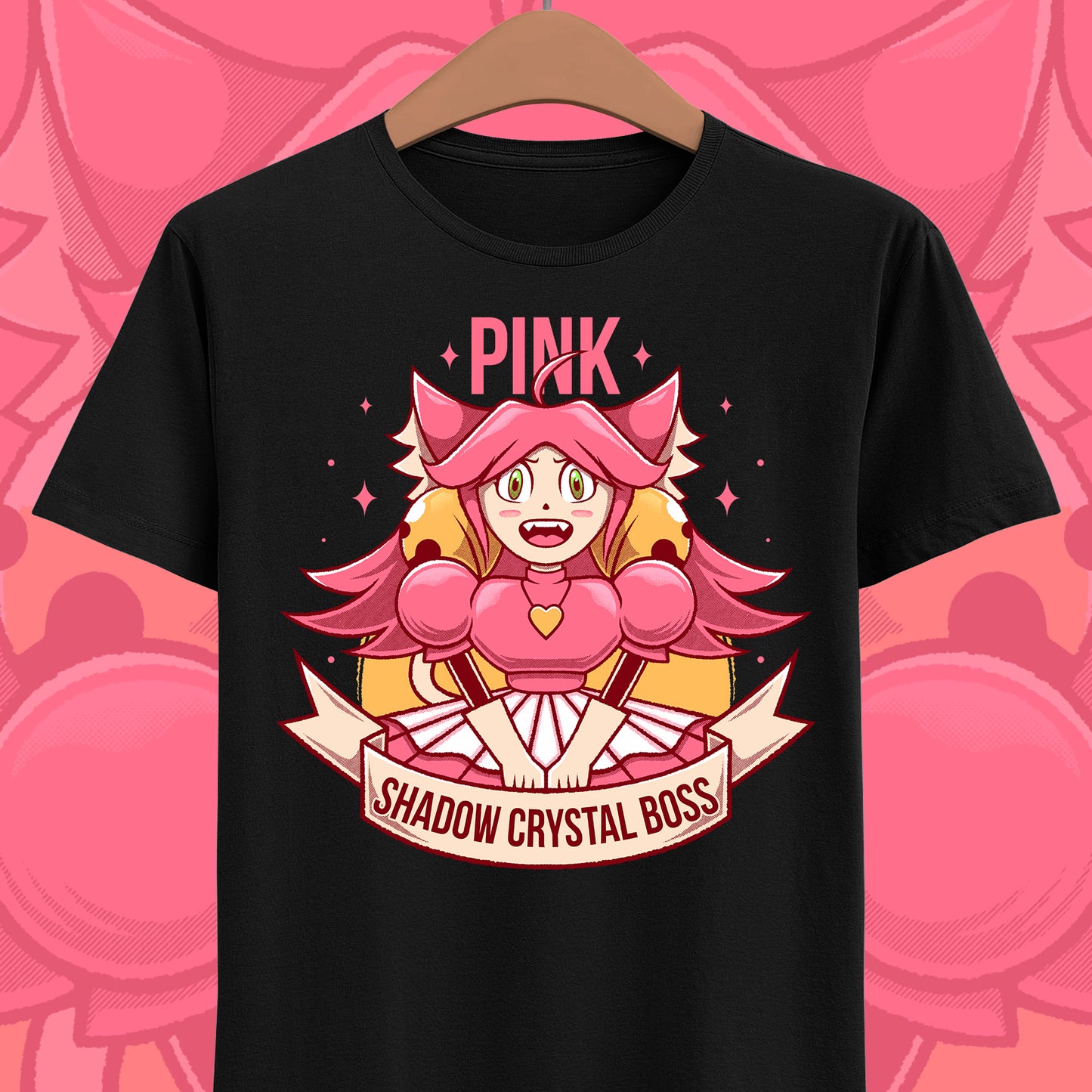 Mad Mew Mew t-shirt inspired by the Pink Shadow Crystal Secret Boss from Deltarune Chapter 5 and the iconic Undertale character.