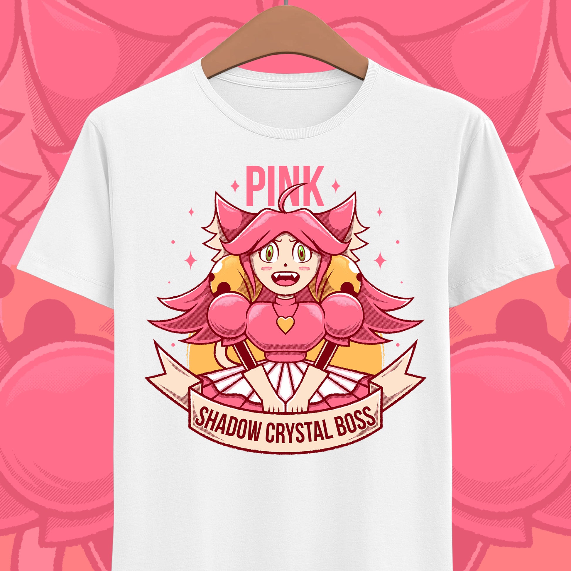 Mad Mew Mew t-shirt inspired by the Pink Shadow Crystal Secret Boss from Deltarune Chapter 5 and the iconic Undertale character.