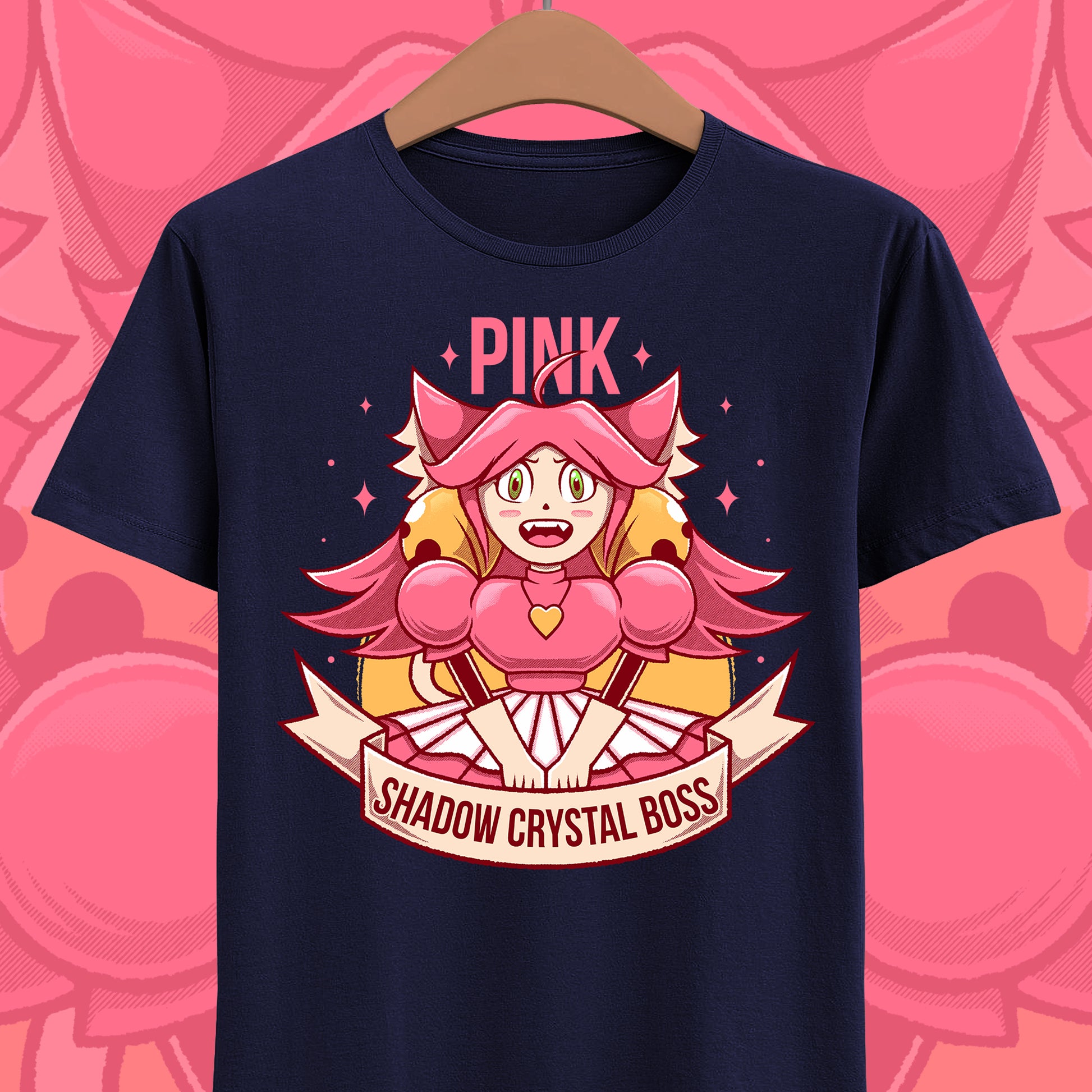 Mad Mew Mew t-shirt inspired by the Pink Shadow Crystal Secret Boss from Deltarune Chapter 5 and the iconic Undertale character.