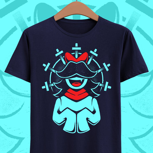 Aqua Patience SOUL t-shirt inspired by Deltarune Chapter 5 featuring one of the Seven Flowers in a vintage fantasy emblem design.