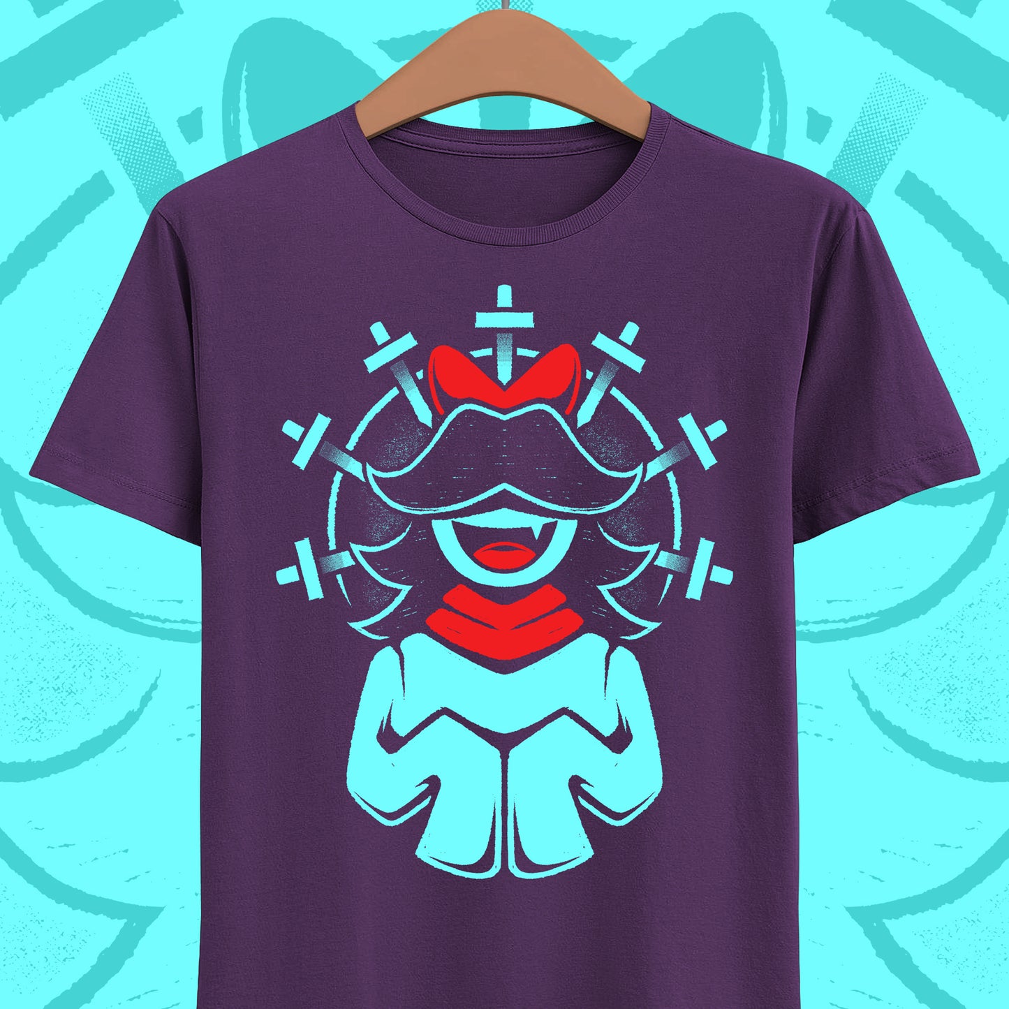 Aqua Patience SOUL t-shirt inspired by Deltarune Chapter 5 featuring one of the Seven Flowers in a vintage fantasy emblem design.