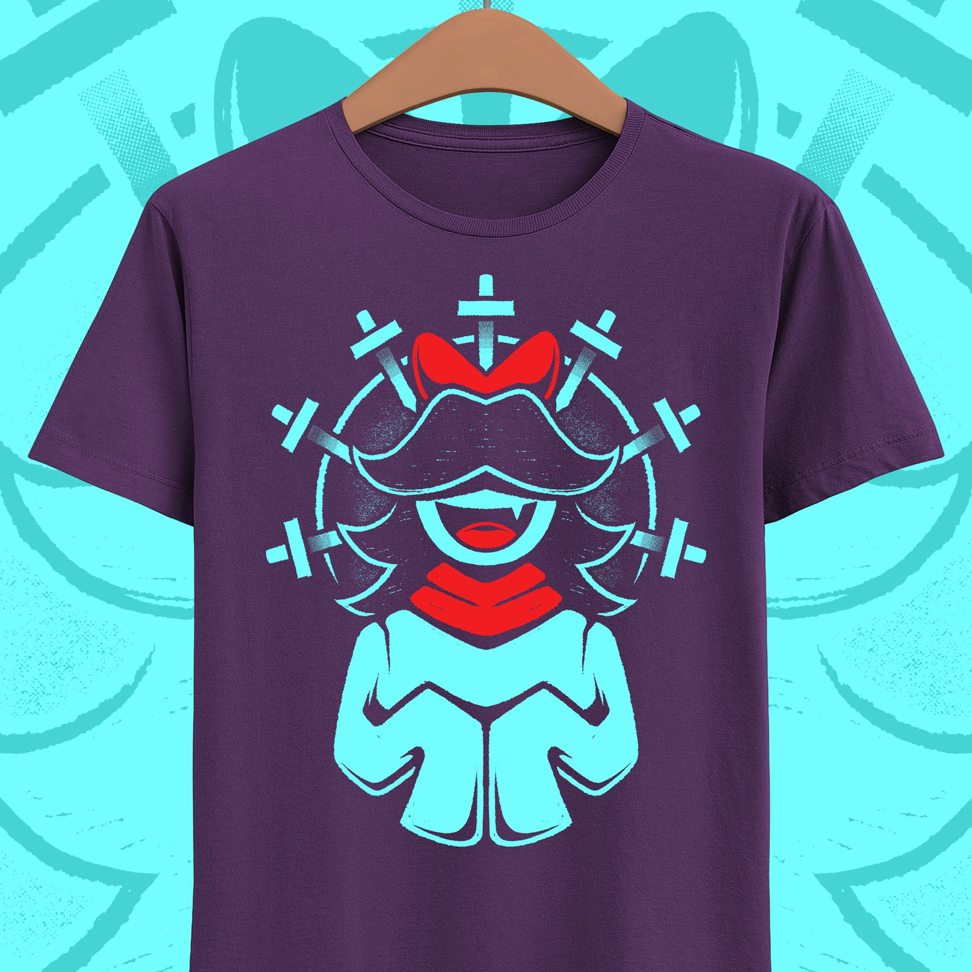 Aqua Patience SOUL t-shirt inspired by Deltarune Chapter 5 featuring one of the Seven Flowers in a vintage fantasy emblem design.