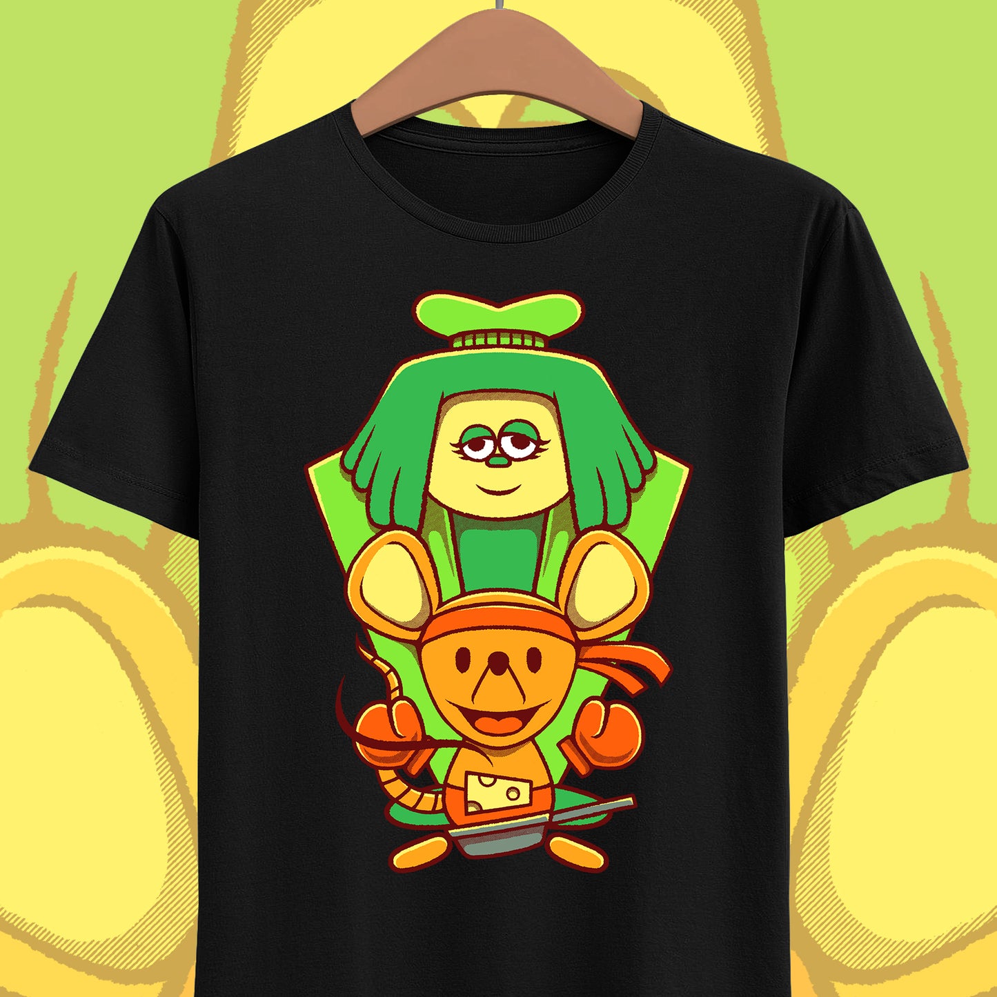 Green & Orange Seven Flowers t-shirt inspired by Deltarune Chapter 5 featuring two iconic flower characters connected to Undertale SOUL lore and the Flower Kingdom.