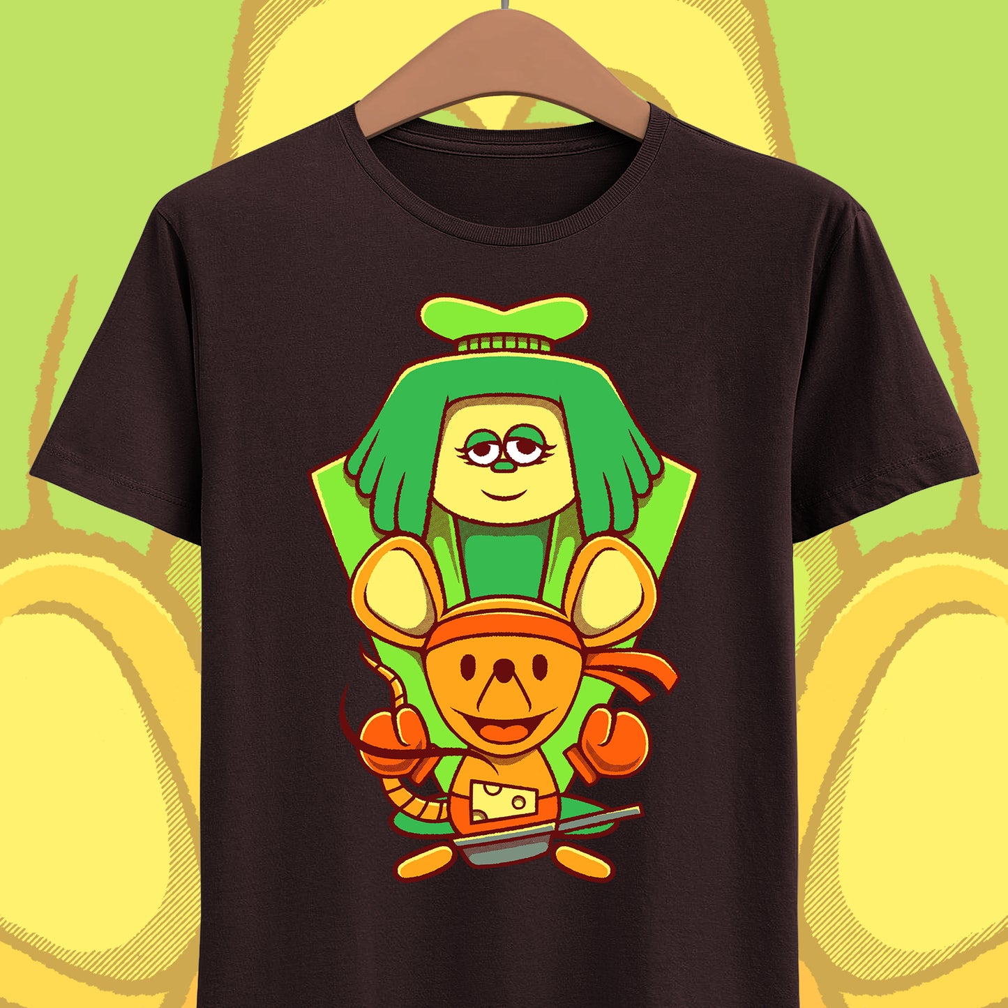 Green & Orange Seven Flowers t-shirt inspired by Deltarune Chapter 5 featuring two iconic flower characters connected to Undertale SOUL lore and the Flower Kingdom.