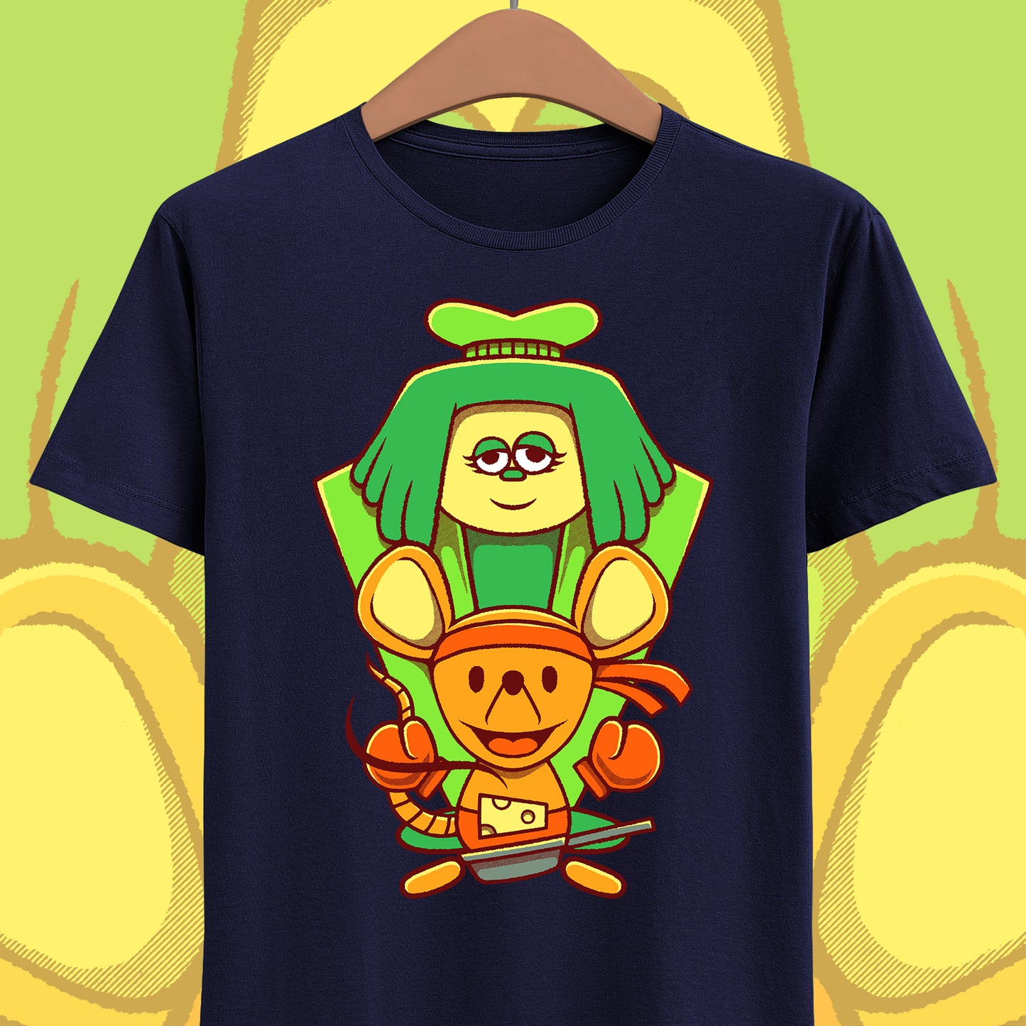 Green & Orange Seven Flowers t-shirt inspired by Deltarune Chapter 5 featuring two iconic flower characters connected to Undertale SOUL lore and the Flower Kingdom.