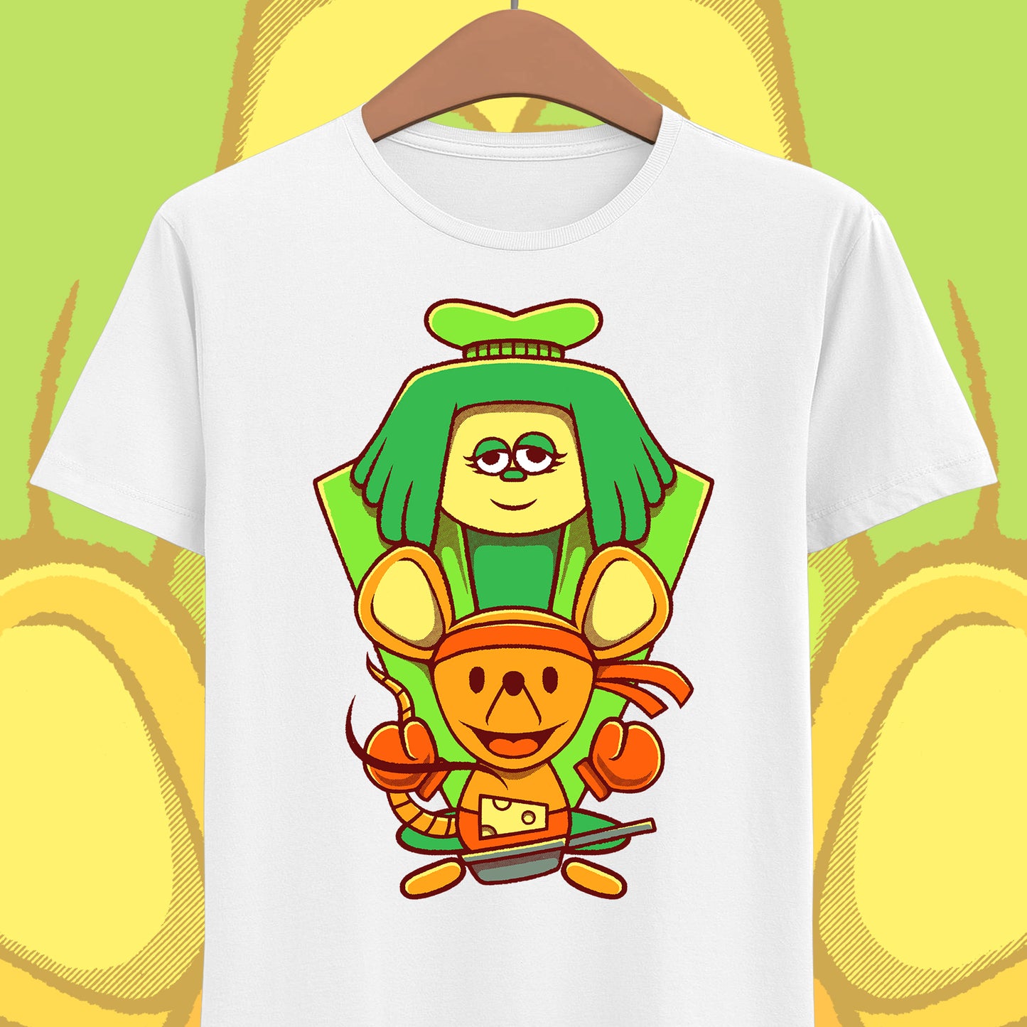 Green & Orange Seven Flowers t-shirt inspired by Deltarune Chapter 5 featuring two iconic flower characters connected to Undertale SOUL lore and the Flower Kingdom.