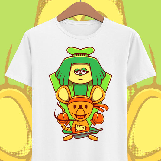Green & Orange Seven Flowers t-shirt inspired by Deltarune Chapter 5 featuring two iconic flower characters connected to Undertale SOUL lore and the Flower Kingdom.