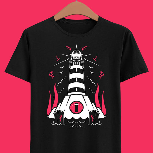 Dredge t-shirt inspired by the indie horror fishing game, featuring a dark ocean and lovecraftian cosmic horror aesthetic. This unisex gamer shirt captures the eerie maritime atmosphere, eldritch sea creatures, and nautical mystery that define Dredge. Perfect indie horror merch for fans of fishing games, cosmic horror stories, and atmospheric survival adventures. Ideal for gamers who love deep sea mystery and dark fantasy aesthetics.